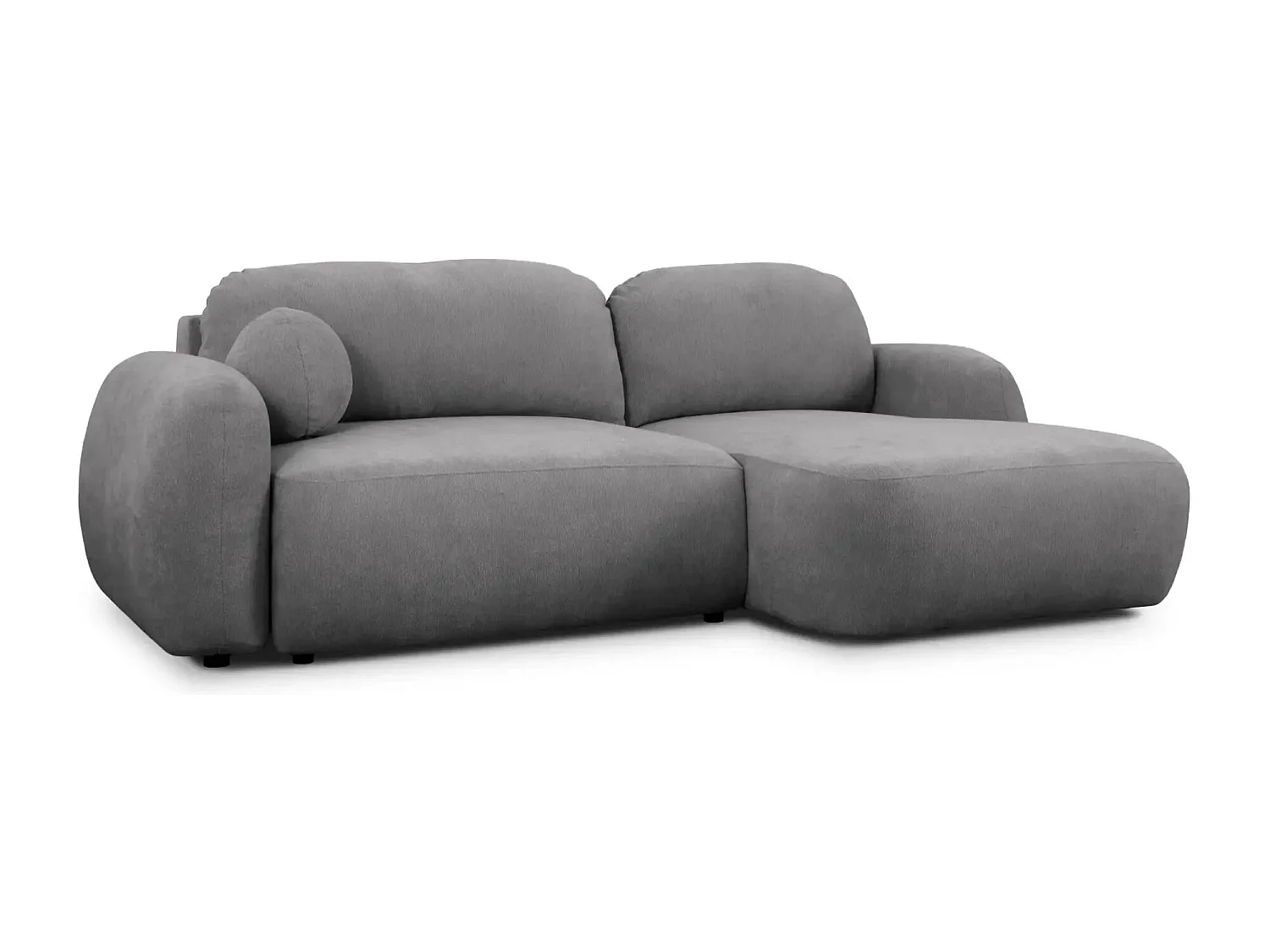 MARTIN - Canapé d'angle 3 places  tissu chenille - Gris Foncé - Droit