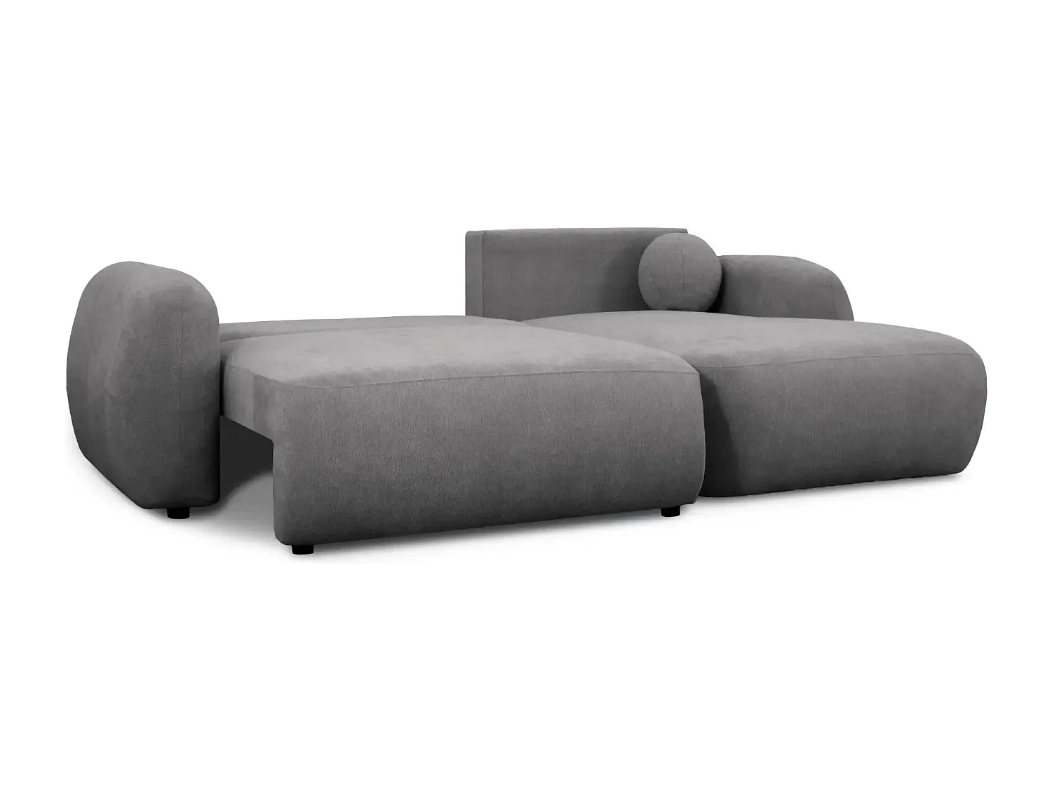 MARTIN - Canapé d'angle 3 places  tissu chenille - Gris Foncé - Droit