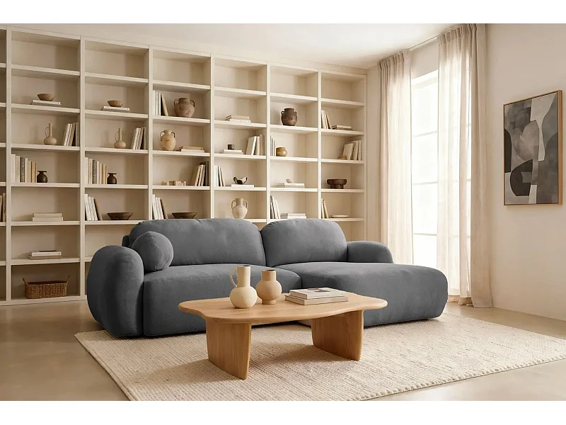 MARTIN - Canapé d'angle - Gris Foncé - Droit