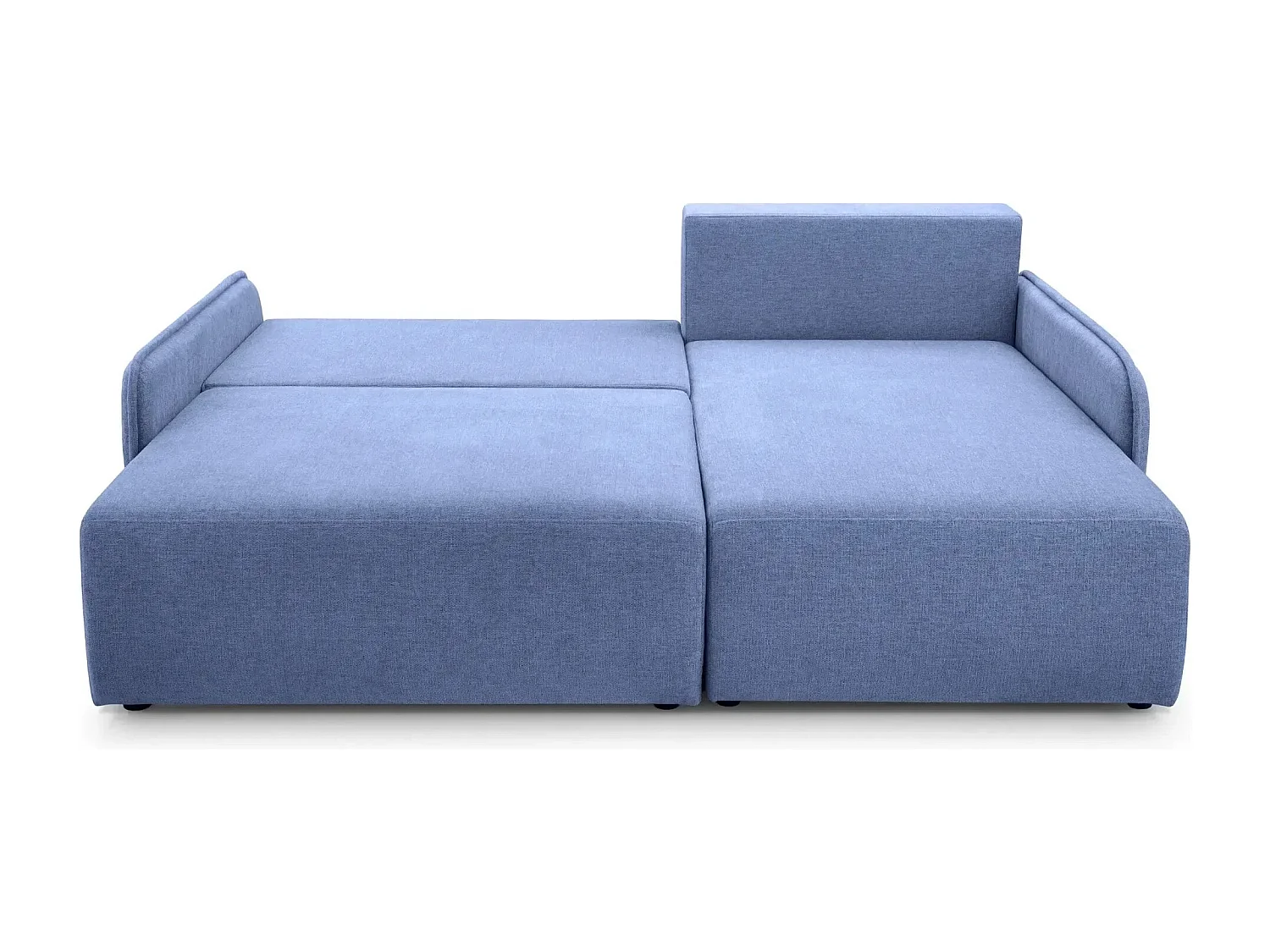 SACHA - Canapé d'angle tissu chiné - Bleu - Droit