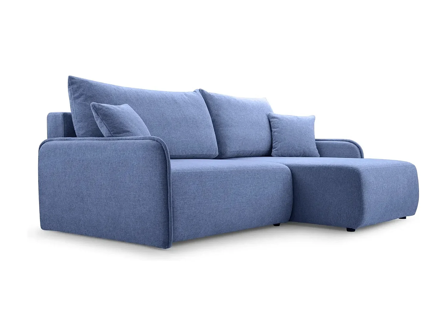 SACHA - Canapé d'angle tissu chiné - Bleu - Droit