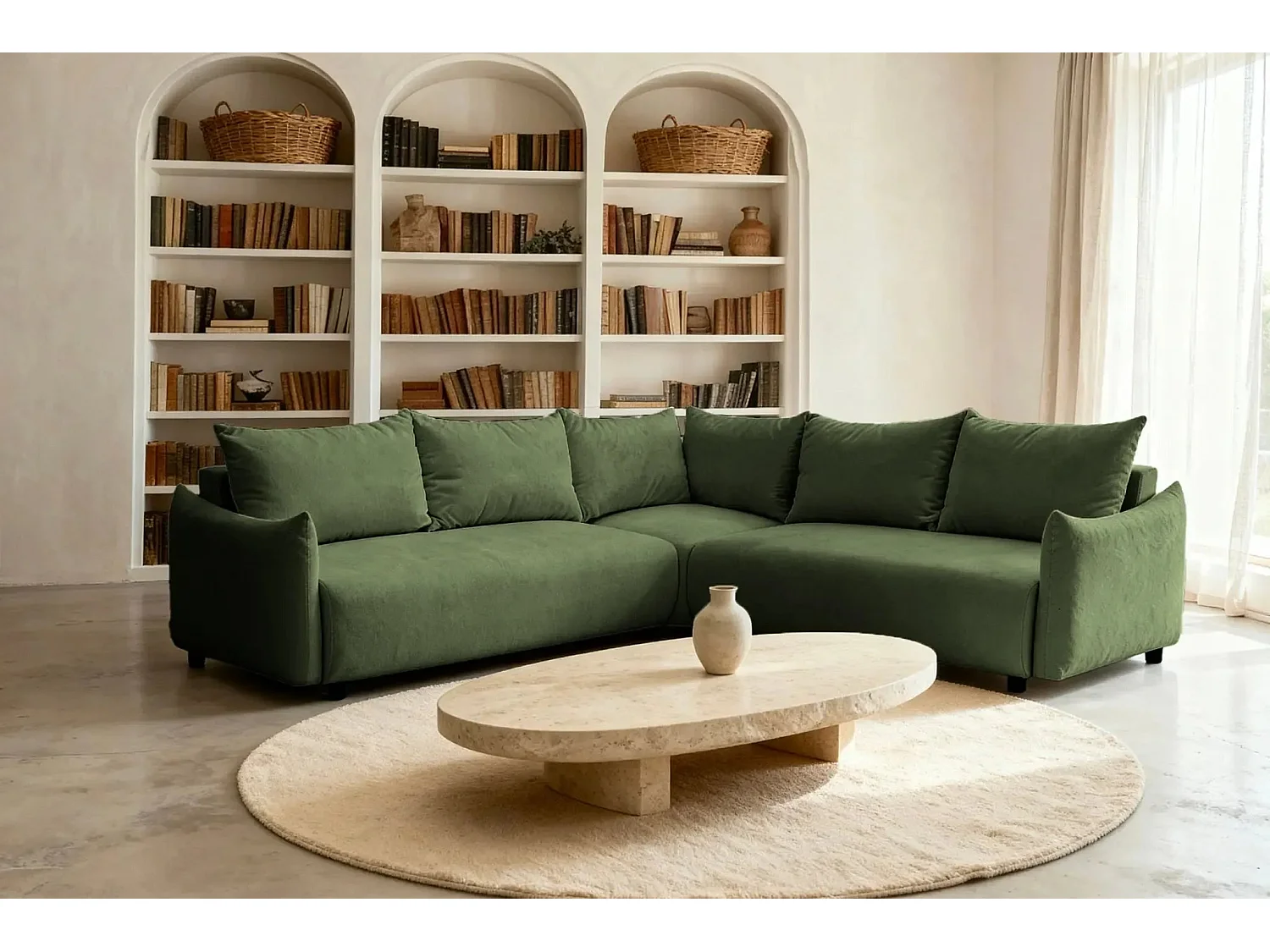 OCEANE - Canapé panoramique 5 places - Vert