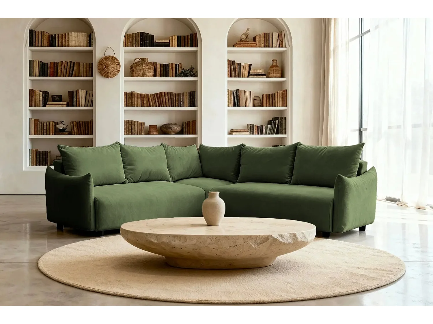 OCEANE - Canapé panoramique 5 places - Vert