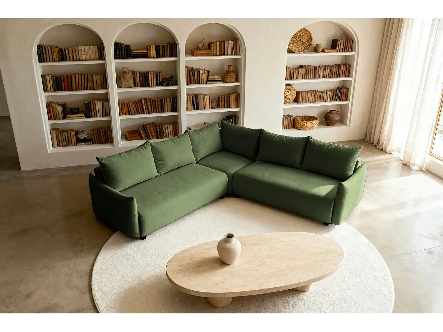 OCEANE - Canapé panoramique 5 places - Vert