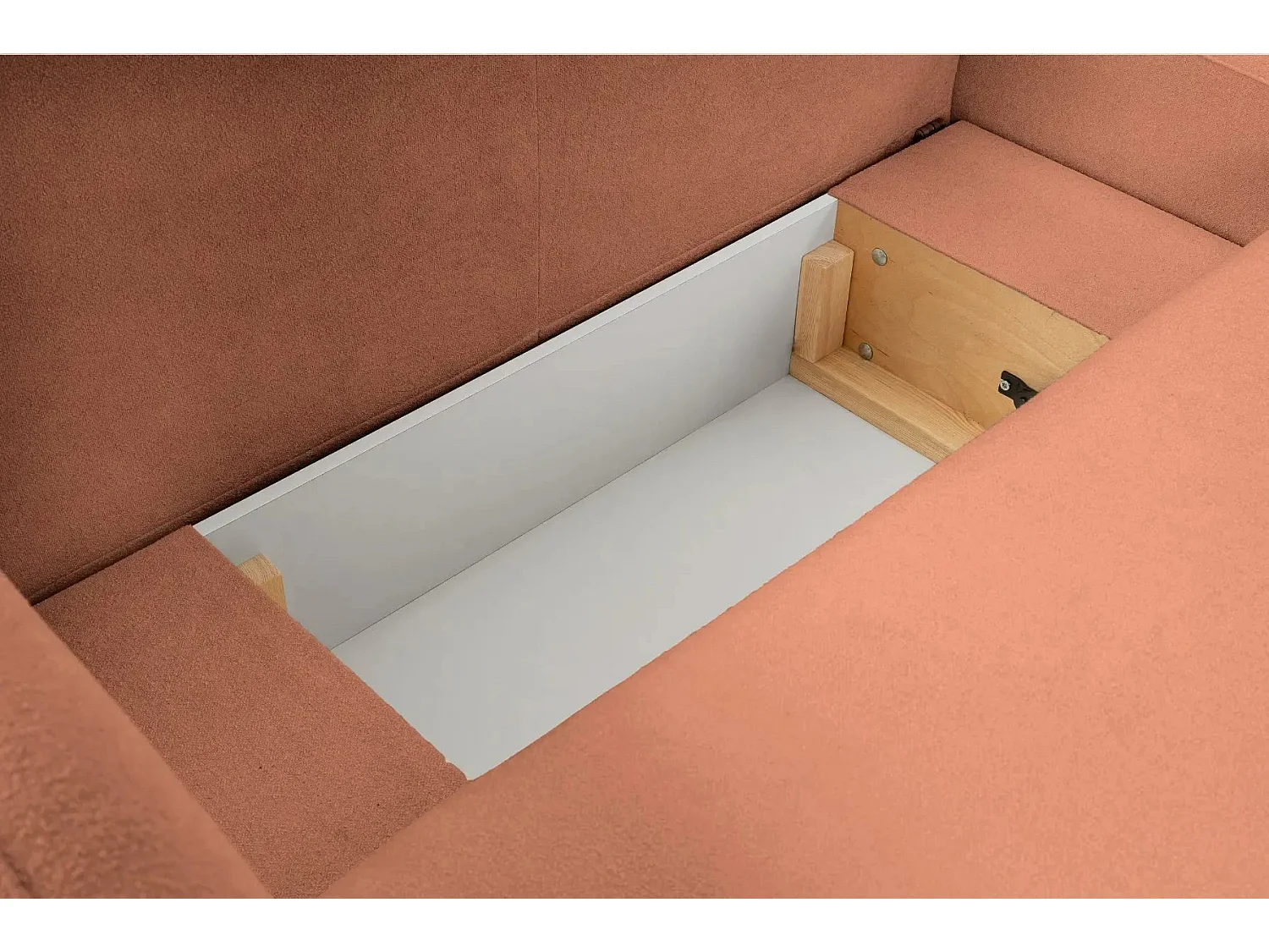 SANTIAGO - Canapé d'angle tissu bouclette - Terracotta - Droit