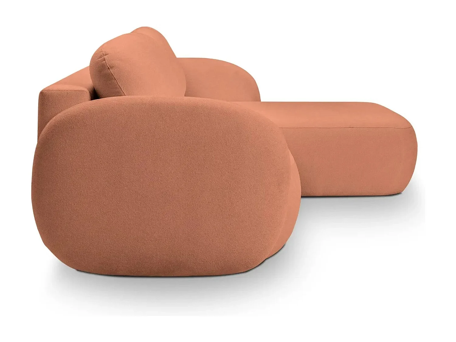 SANTIAGO - Canapé d'angle tissu bouclette - Terracotta - Droit