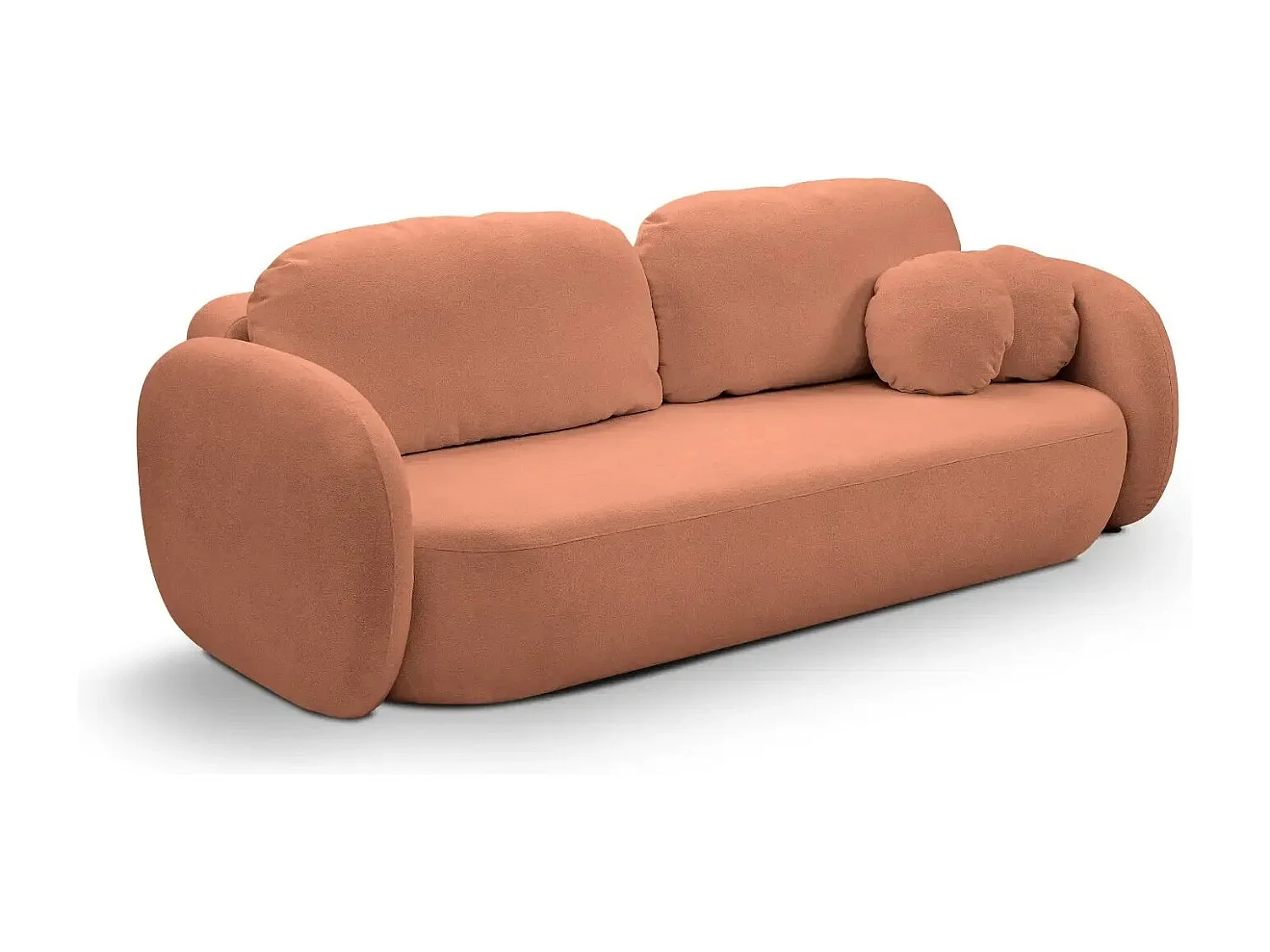 SANTIAGO - Canapé droit tissu bouclette - Terracotta