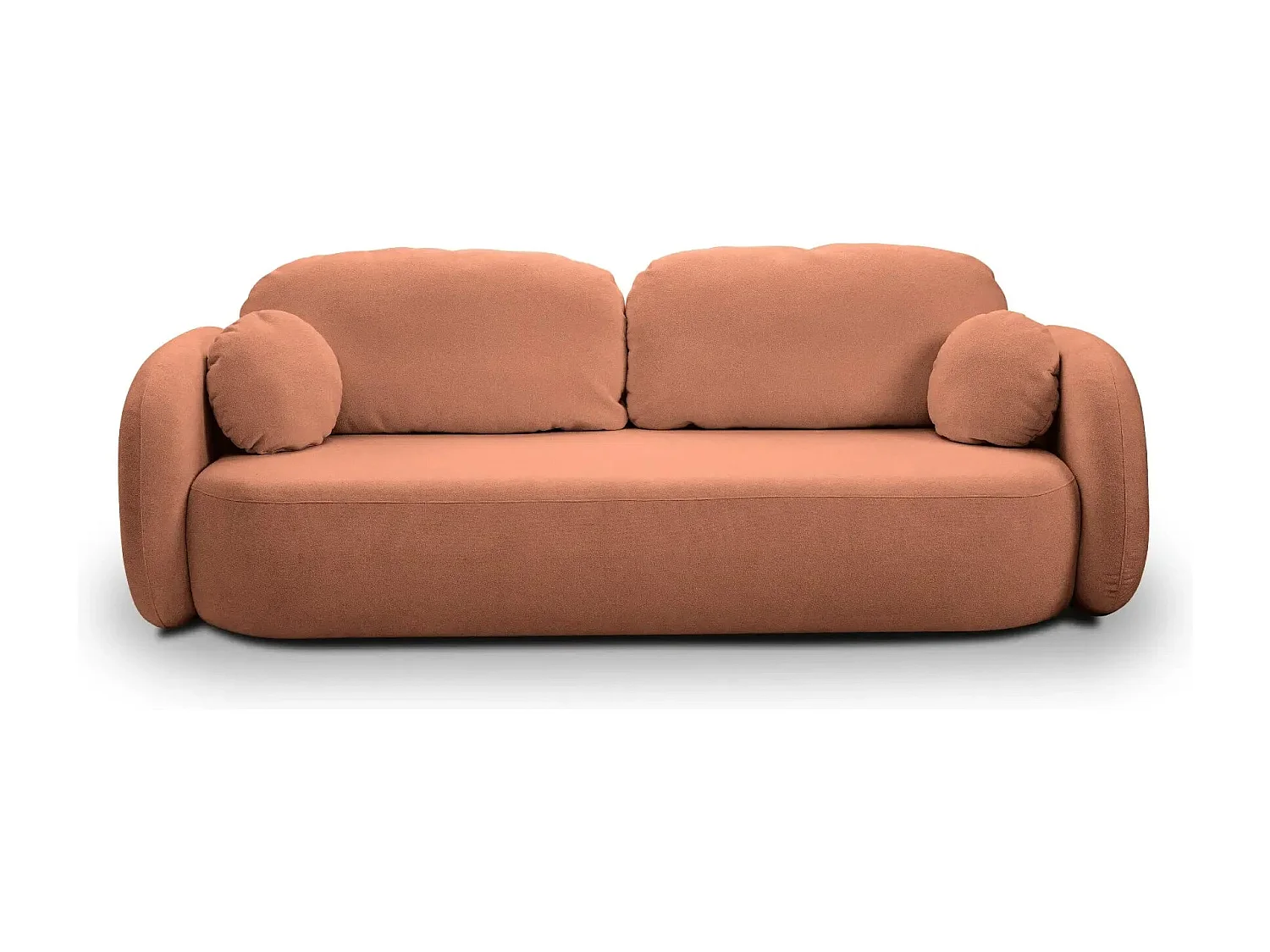 SANTIAGO - Canapé droit tissu bouclette - Terracotta