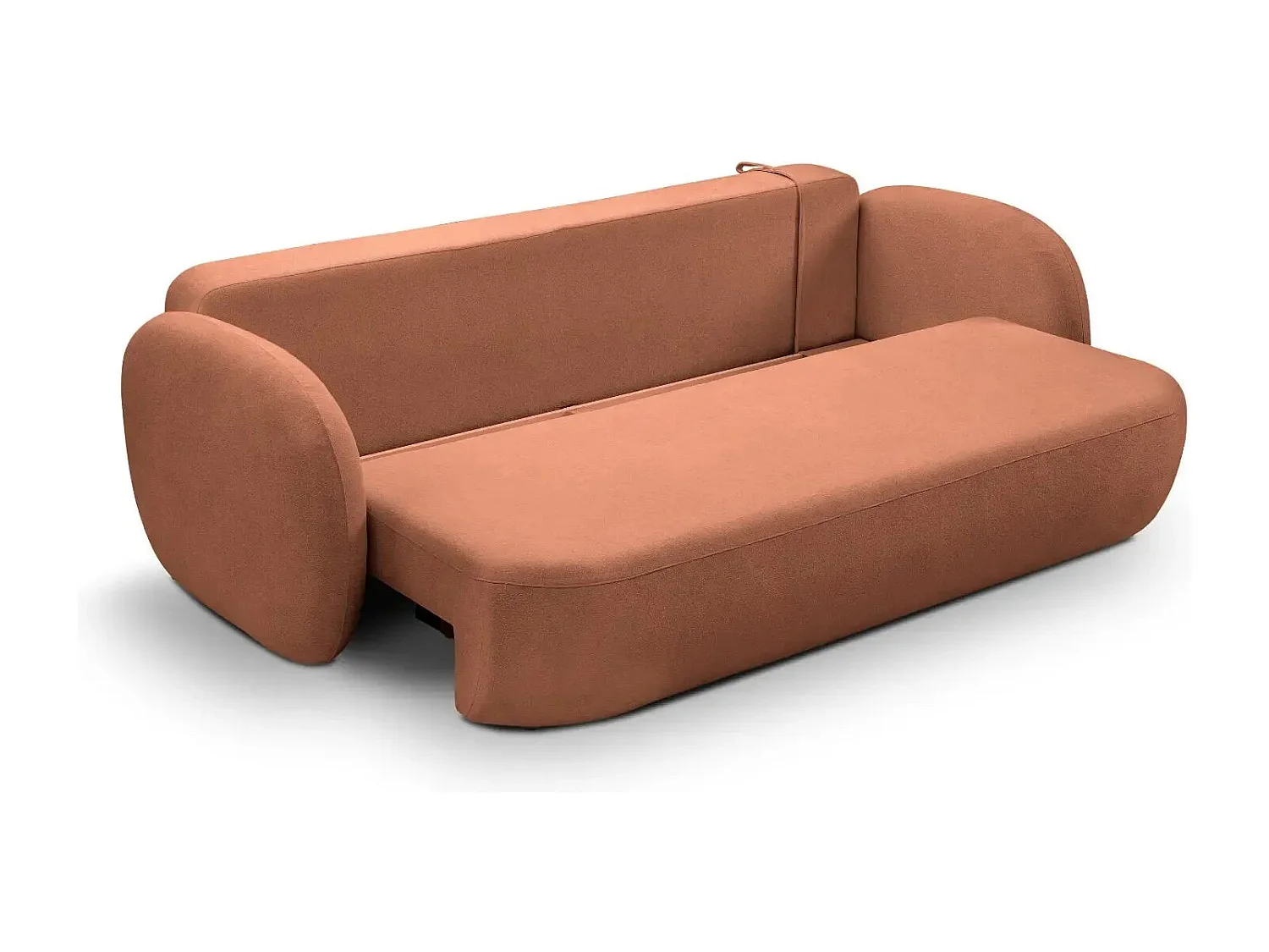 SANTIAGO - Canapé droit tissu bouclette - Terracotta