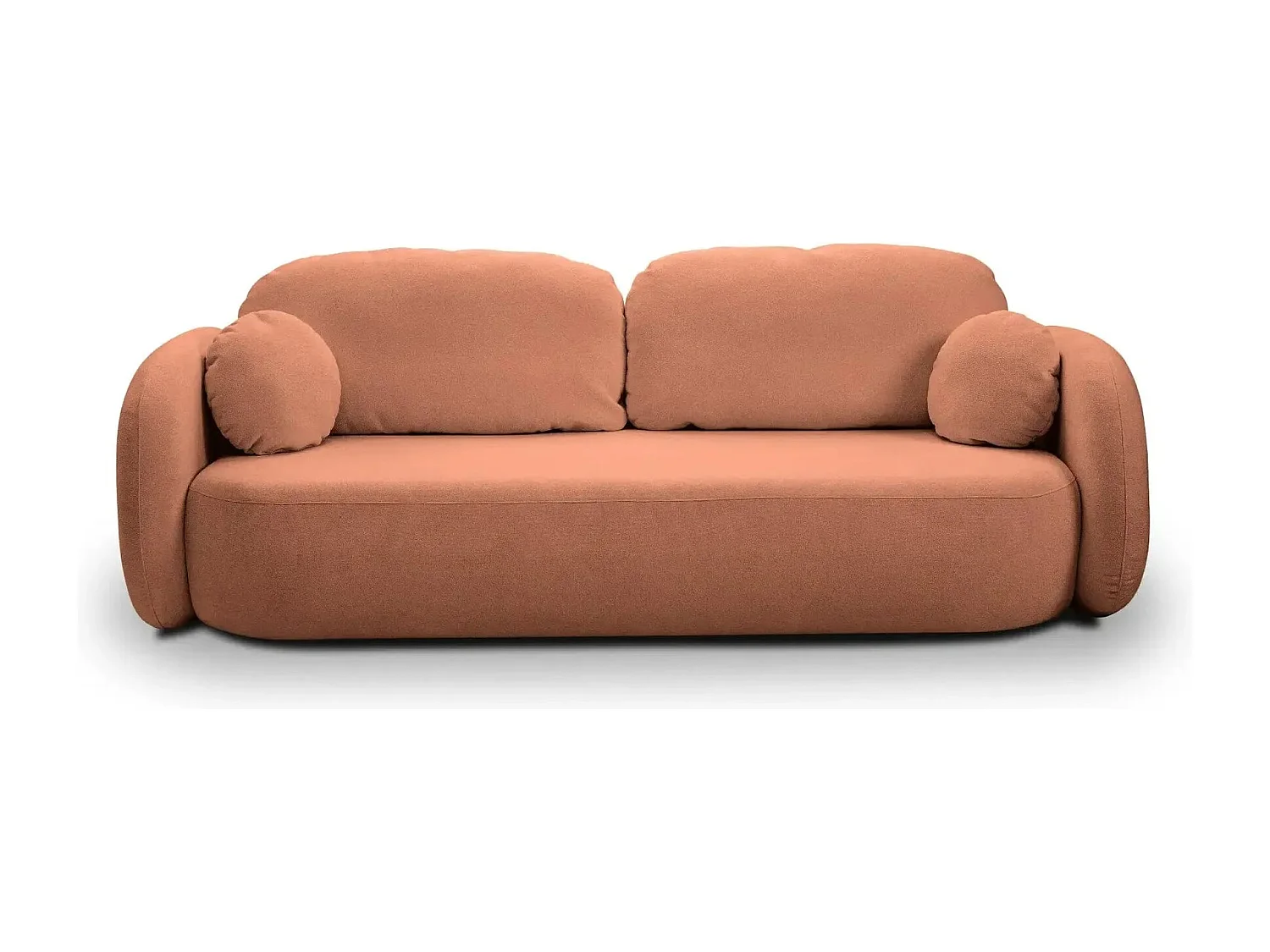 SANTIAGO - Canapé droit tissu bouclette 3 places - Terracotta