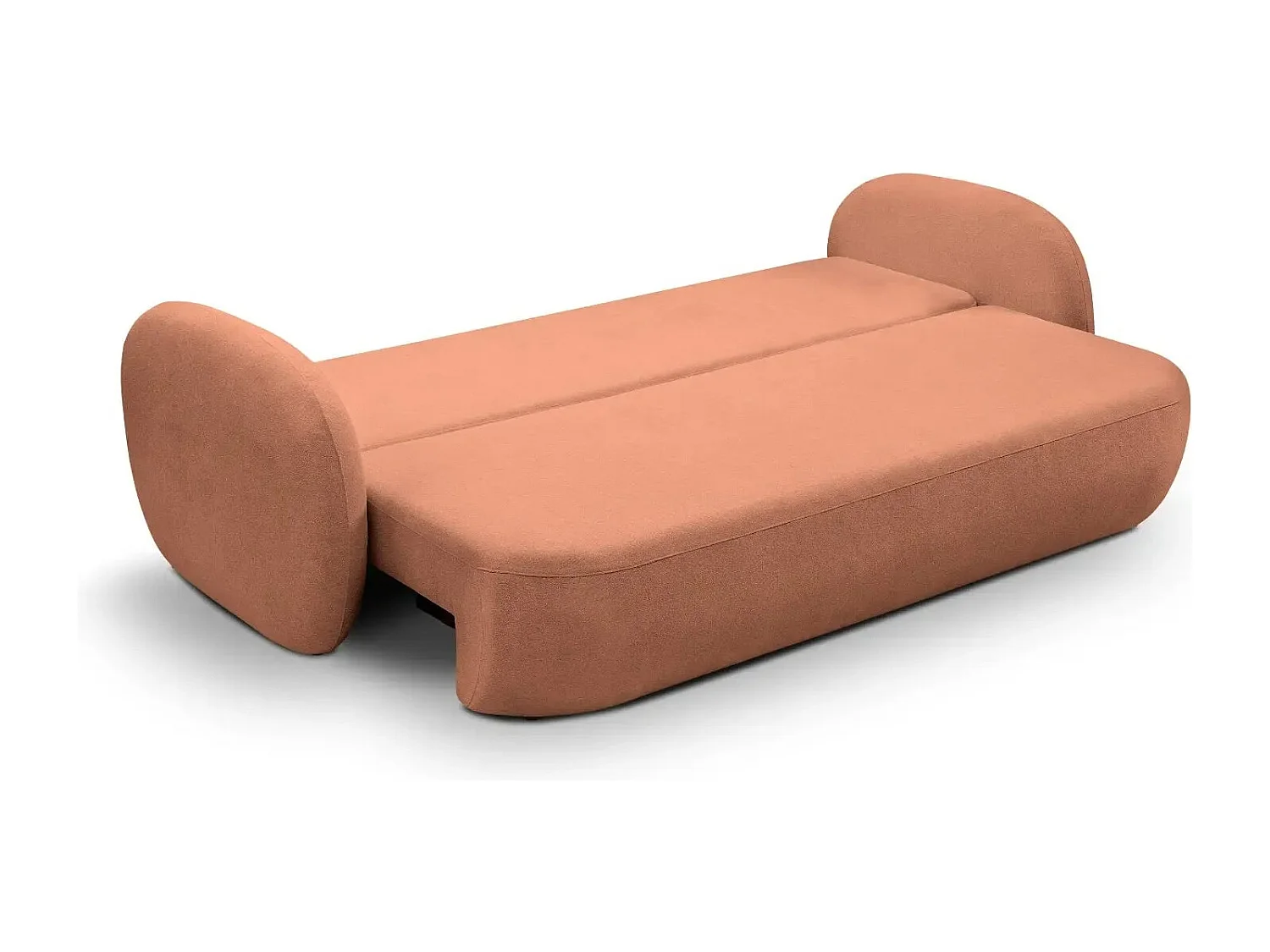 SANTIAGO - Canapé droit tissu bouclette 3 places - Terracotta