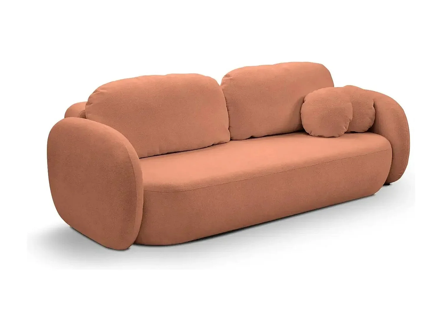 SANTIAGO - Canapé droit tissu bouclette 3 places - Terracotta