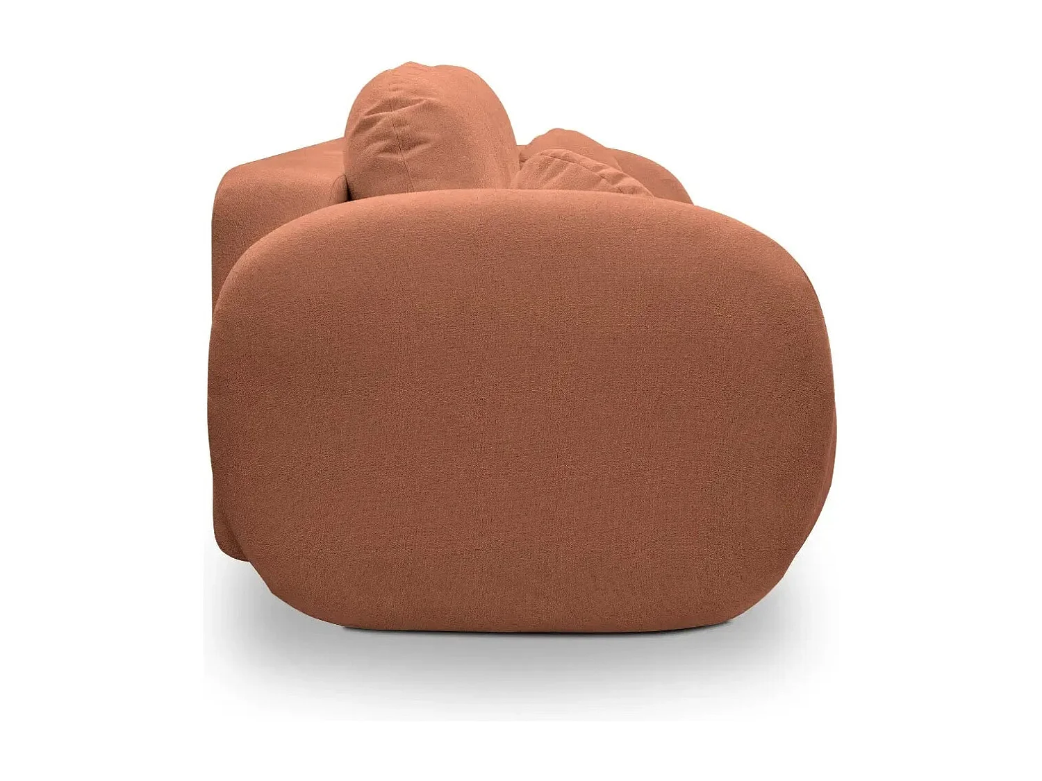 SANTIAGO - Canapé droit tissu bouclette 3 places - Terracotta