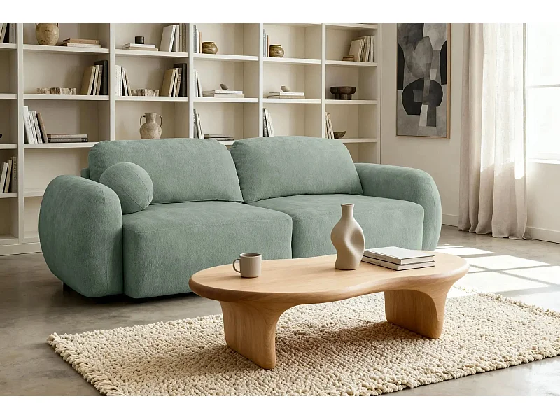 MARTIN - Canapé droit tissu chiné 2 places - Vert