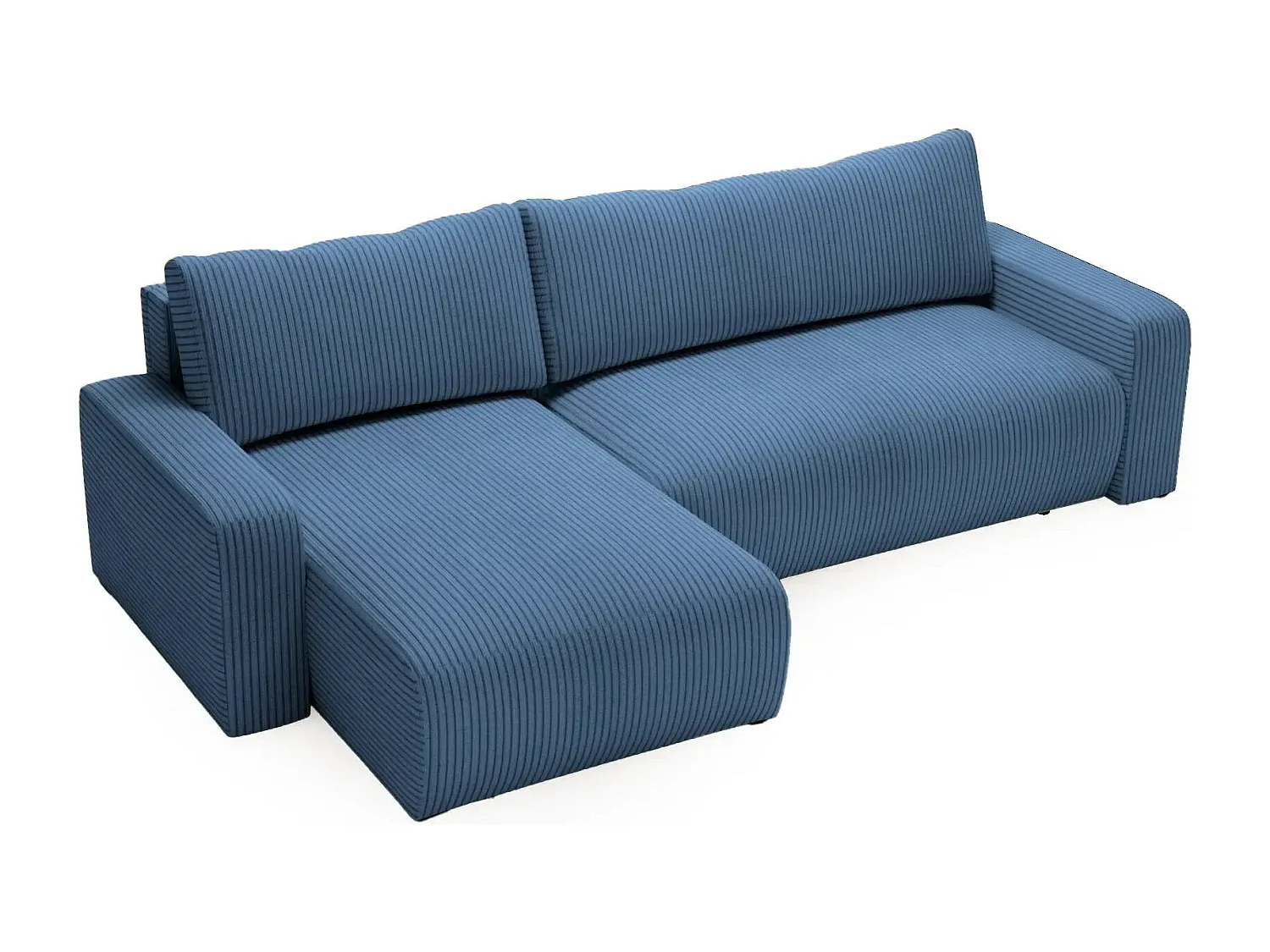 LUCIE - Canapé d'angle velours cotelé - Bleu