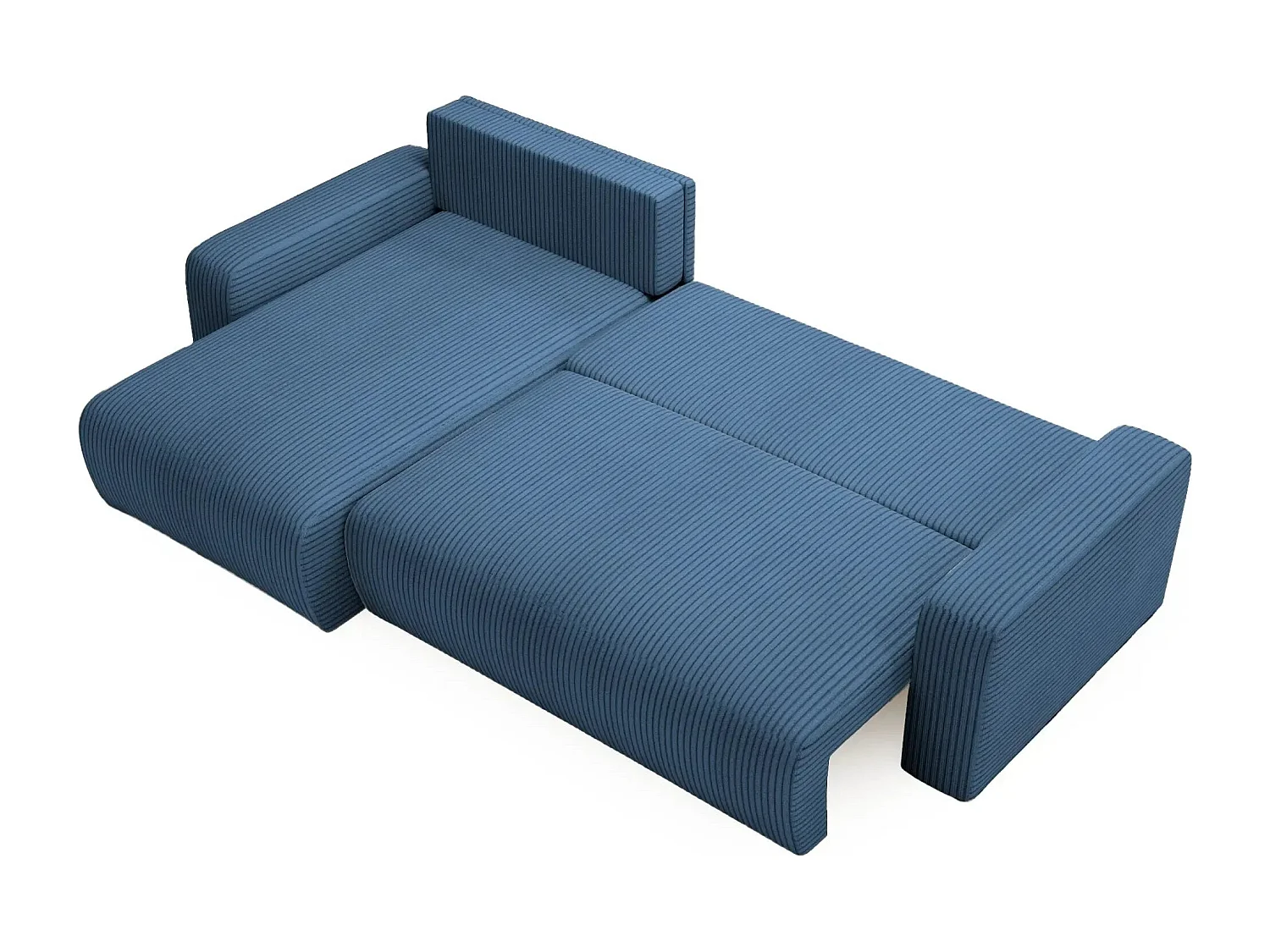 LUCIE - Canapé d'angle velours cotelé 4 places - Bleu