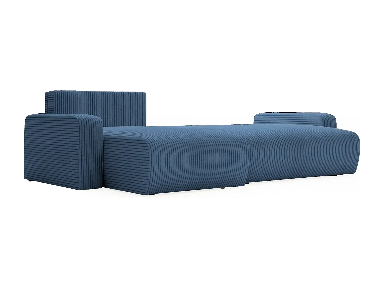 LUCIE - Canapé d'angle velours cotelé 4 places - Bleu