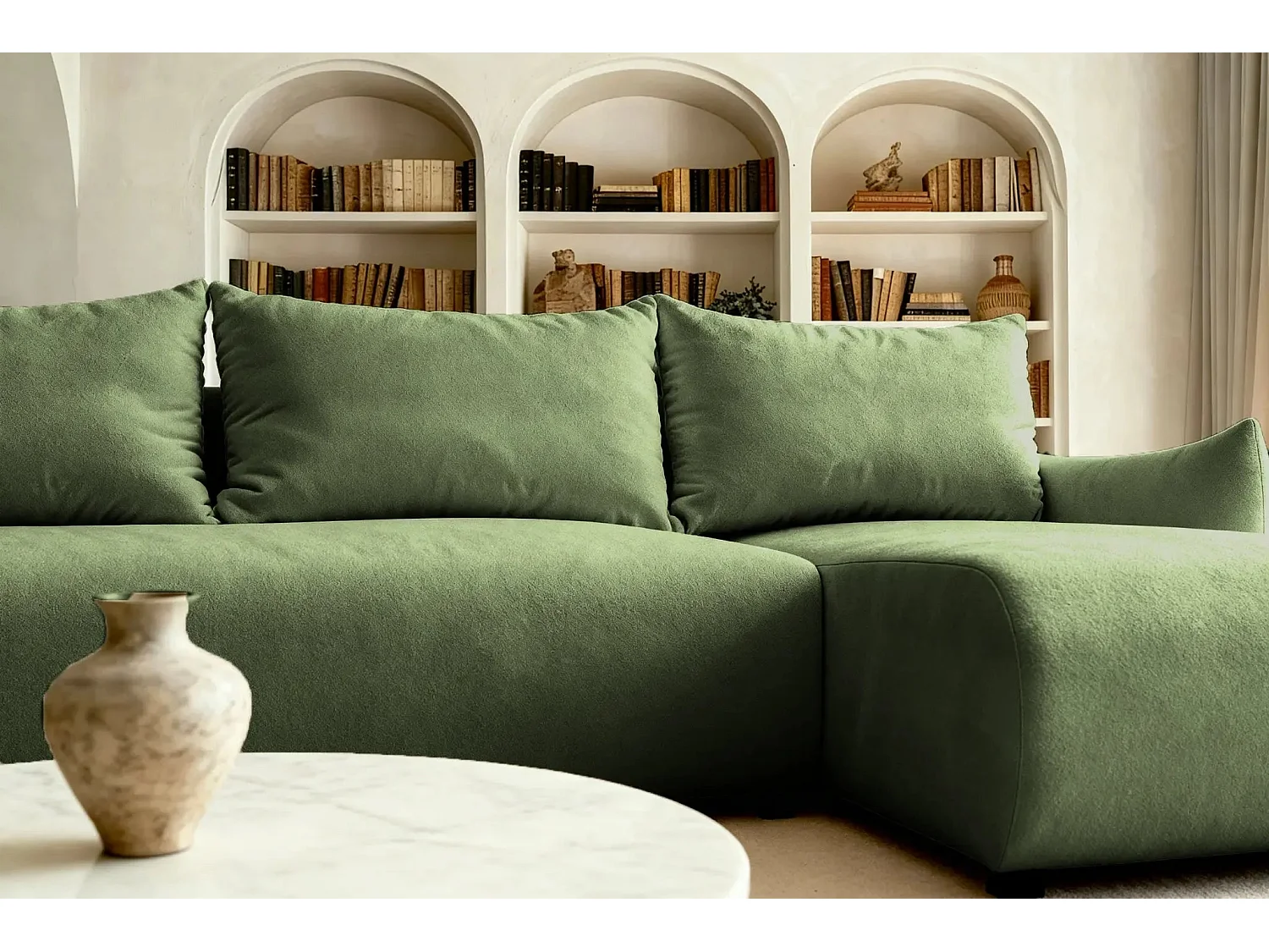 OCEANE - Canapé d'angle 3 places - Vert