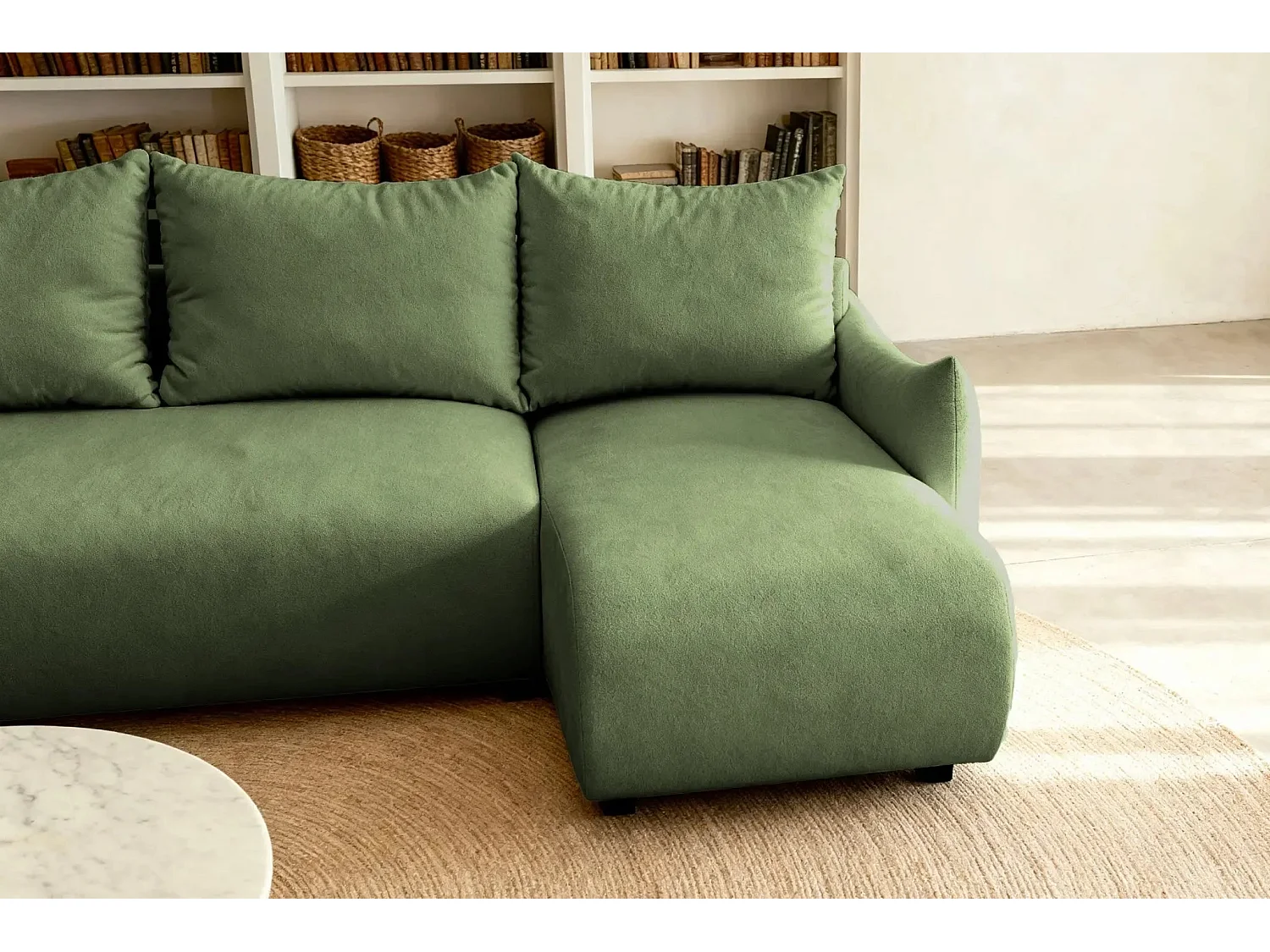 OCEANE - Canapé d'angle 3 places - Vert