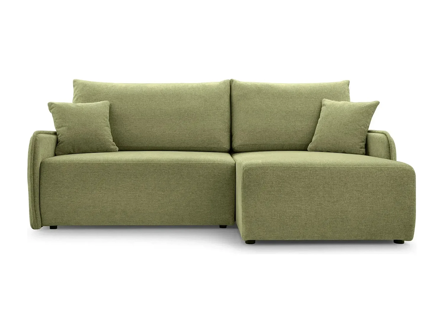 SACHA - Canapé d'angle tissu chiné - Vert - Droit