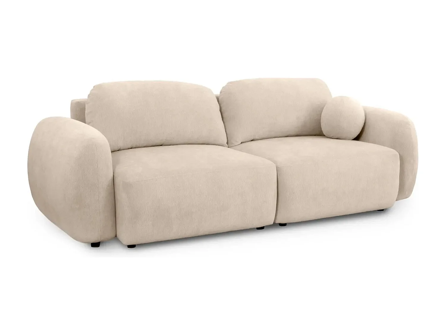 MARTIN - Canapé droit tissu chiné - Beige