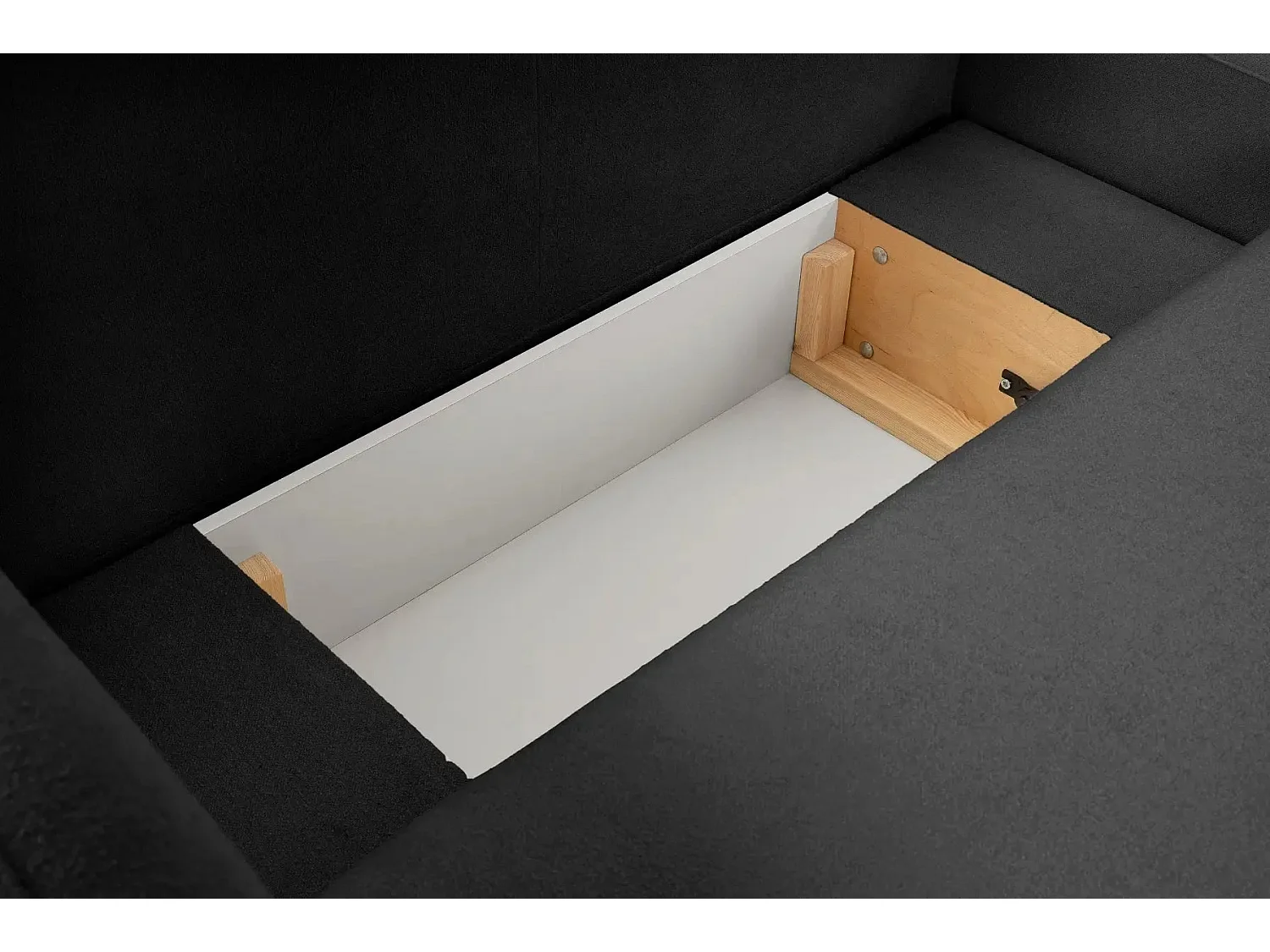 SANTIAGO - Canapé d'angle tissu bouclette - Noir - Droit