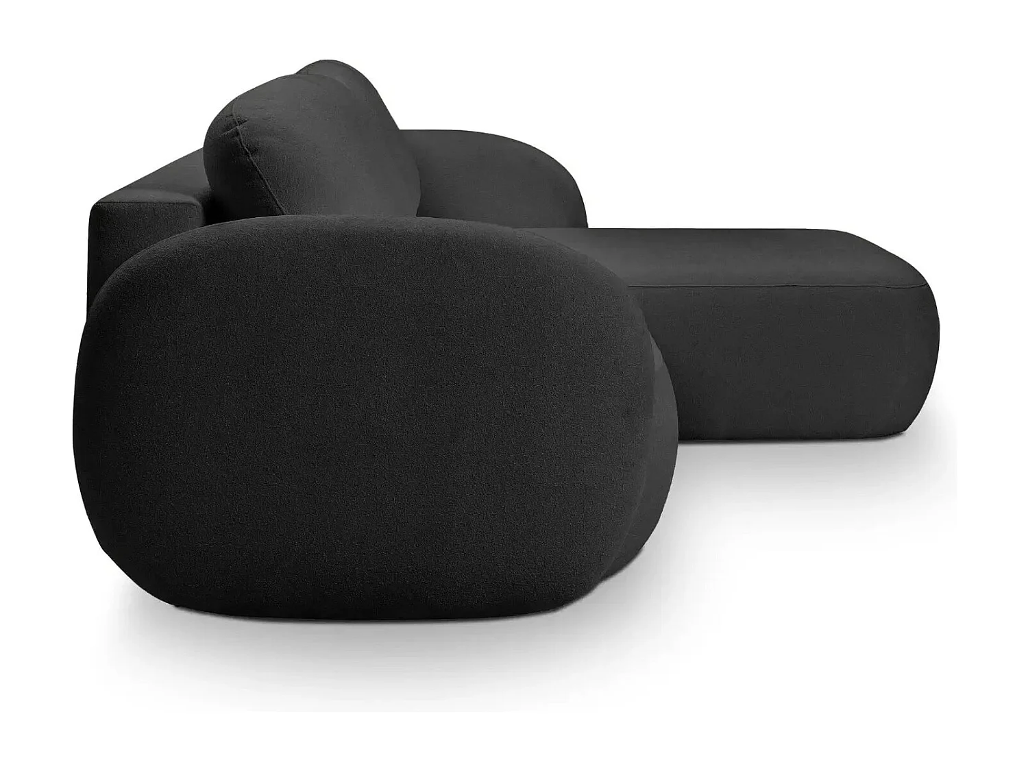 SANTIAGO - Canapé d'angle tissu bouclette - Noir - Droit