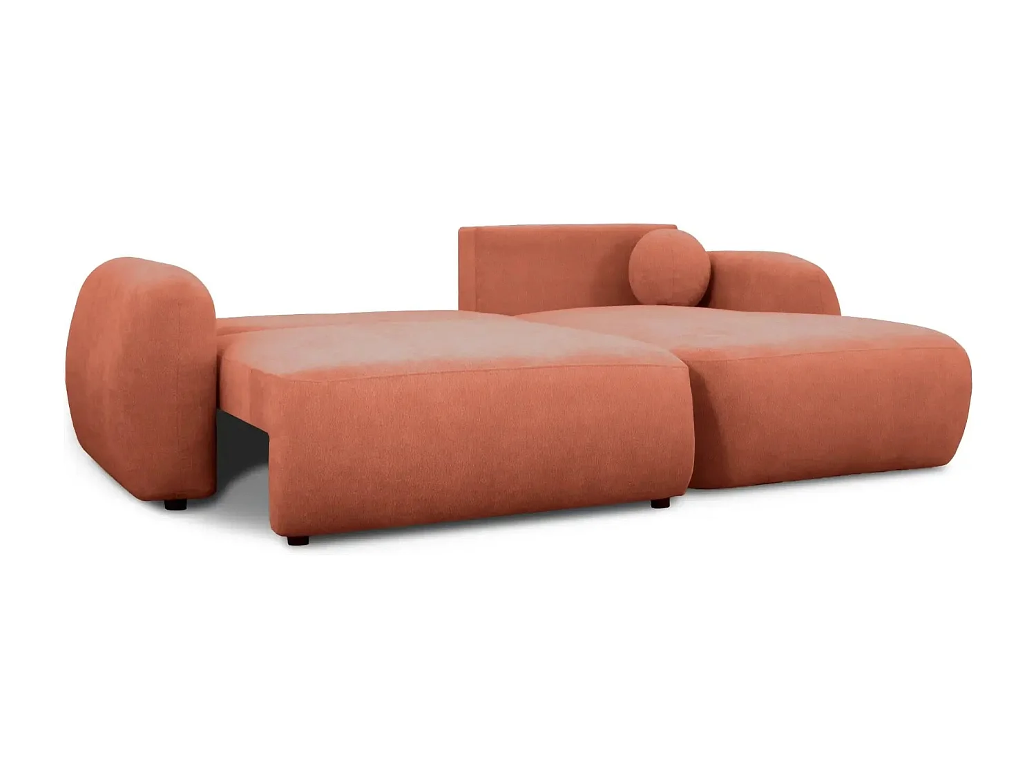 MARTIN - Canapé d'angle 3 places  tissu chenille - Terracotta - Droit