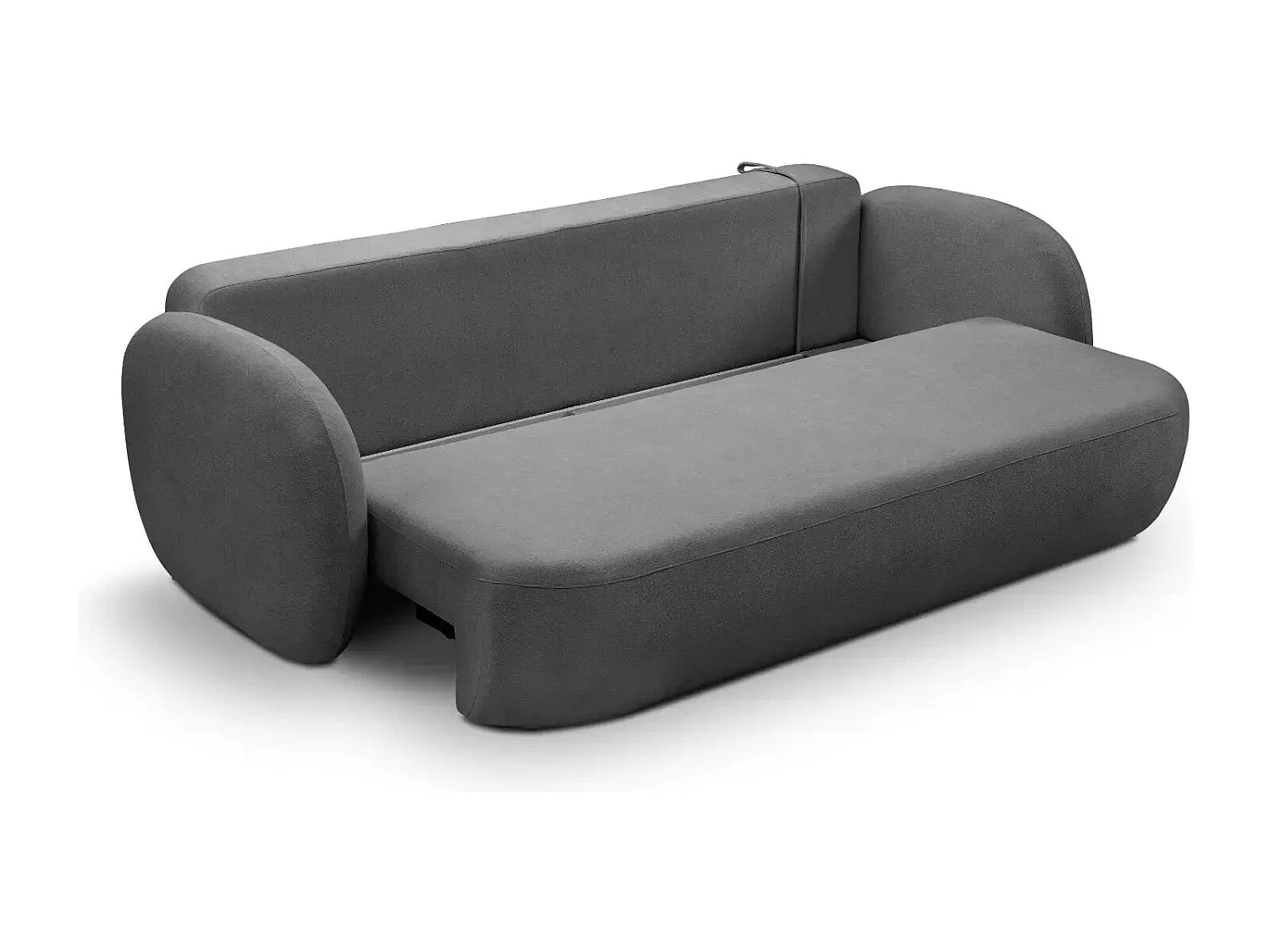 SANTIAGO - Canapé droit tissu bouclette - Gris Foncé