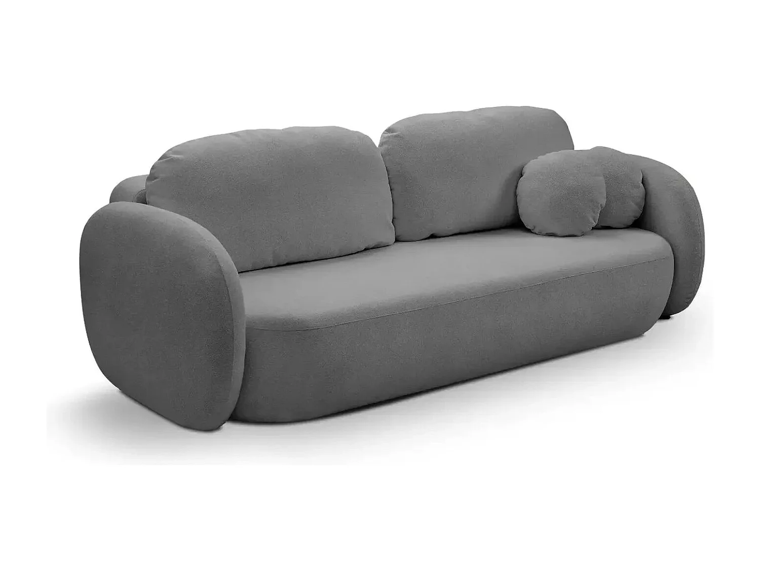 SANTIAGO - Canapé droit tissu bouclette 3 places - Gris Foncé