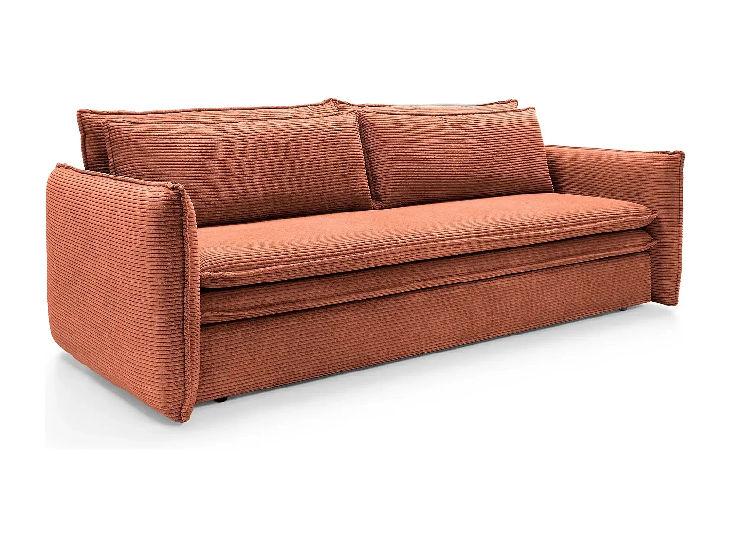 OSCAR - Canapé droit convertible 3 places - Terracotta