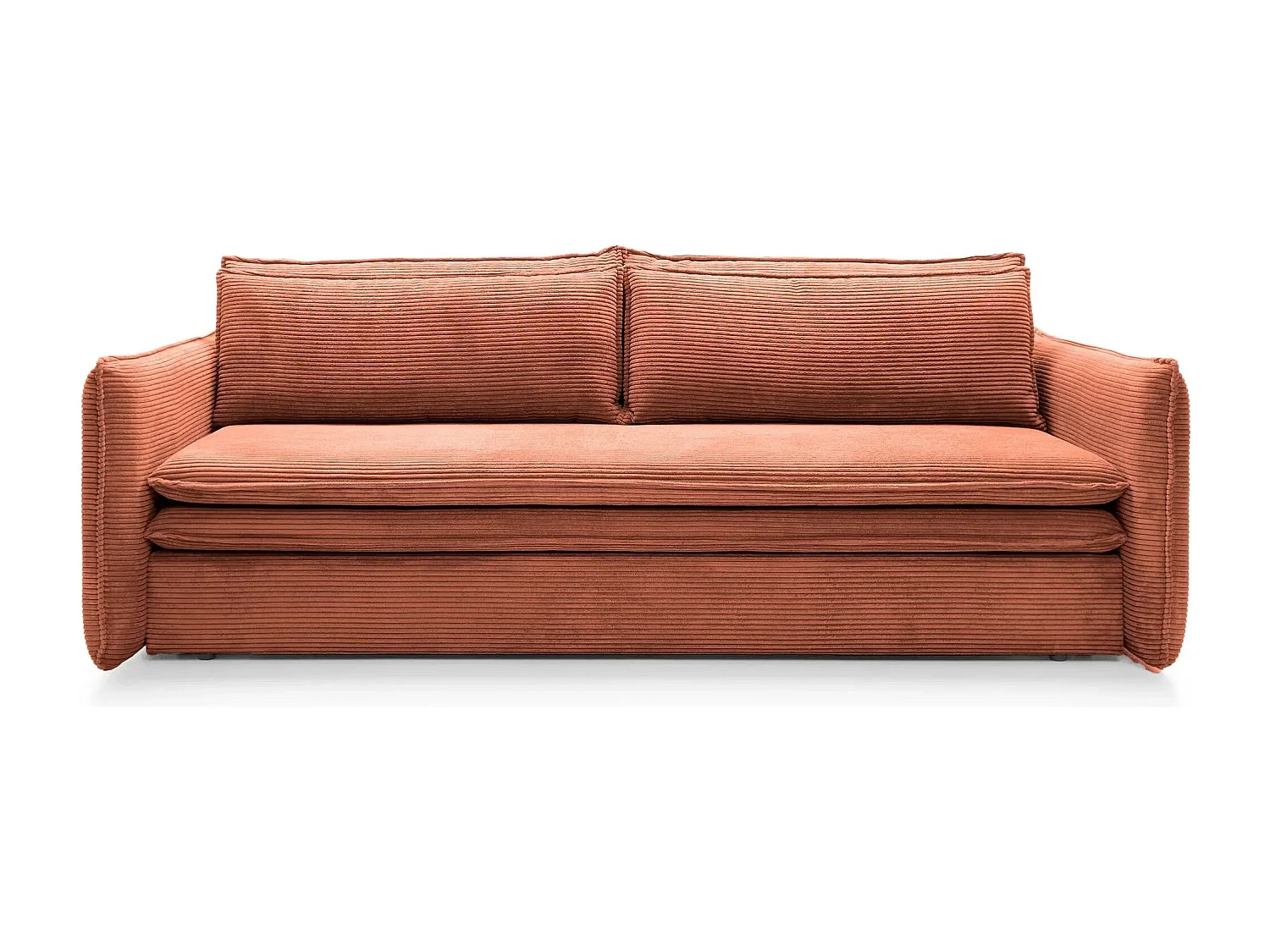OSCAR - Canapé droit convertible 3 places - Terracotta