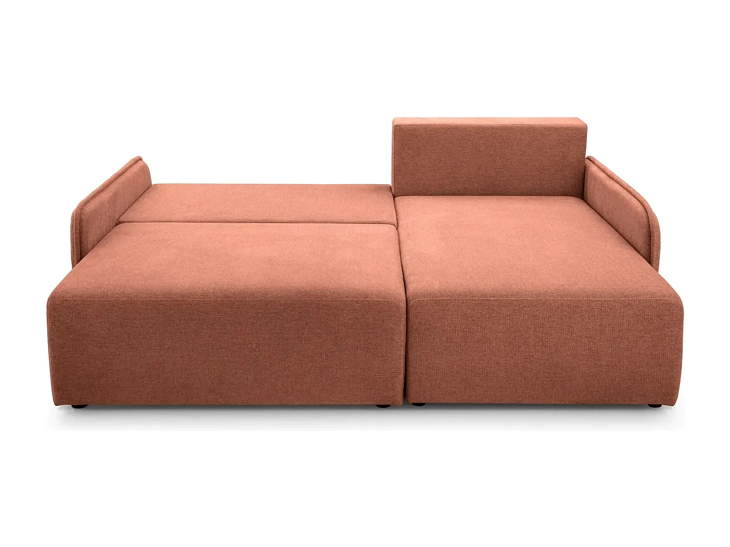 SACHA - Canapé d'angle tissu chiné 4 places - Terracotta - Droit