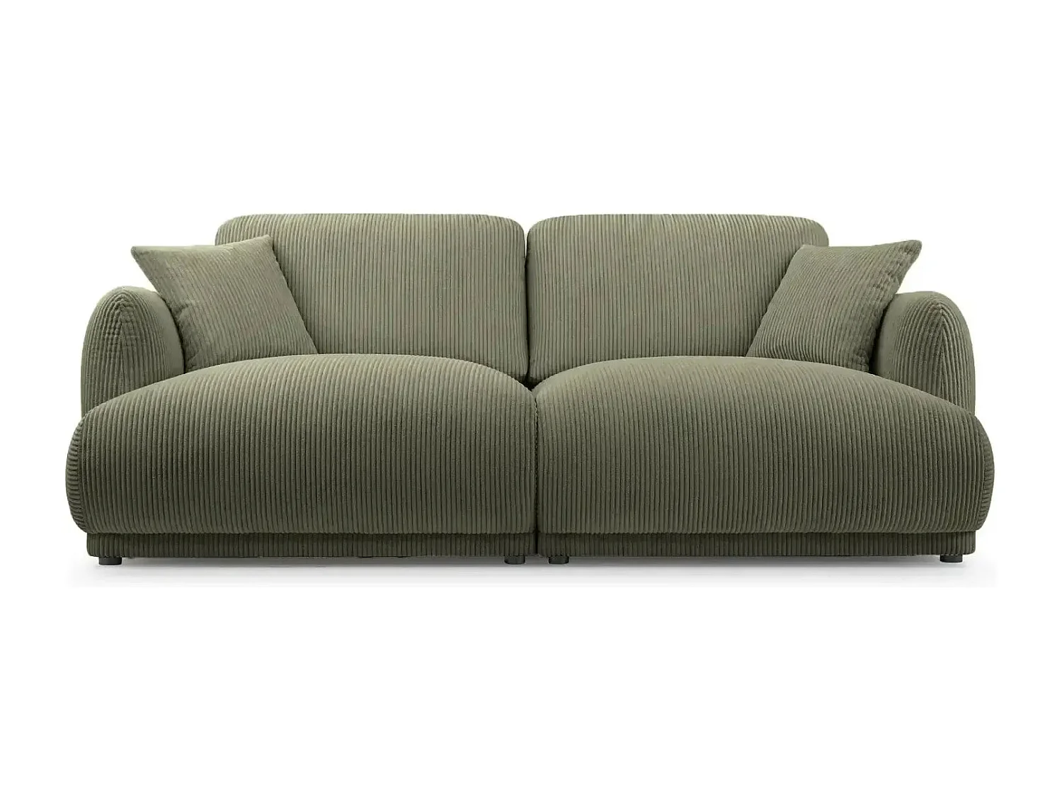 ROSALIE - Canapé droit 2 places velours cotelé - Vert