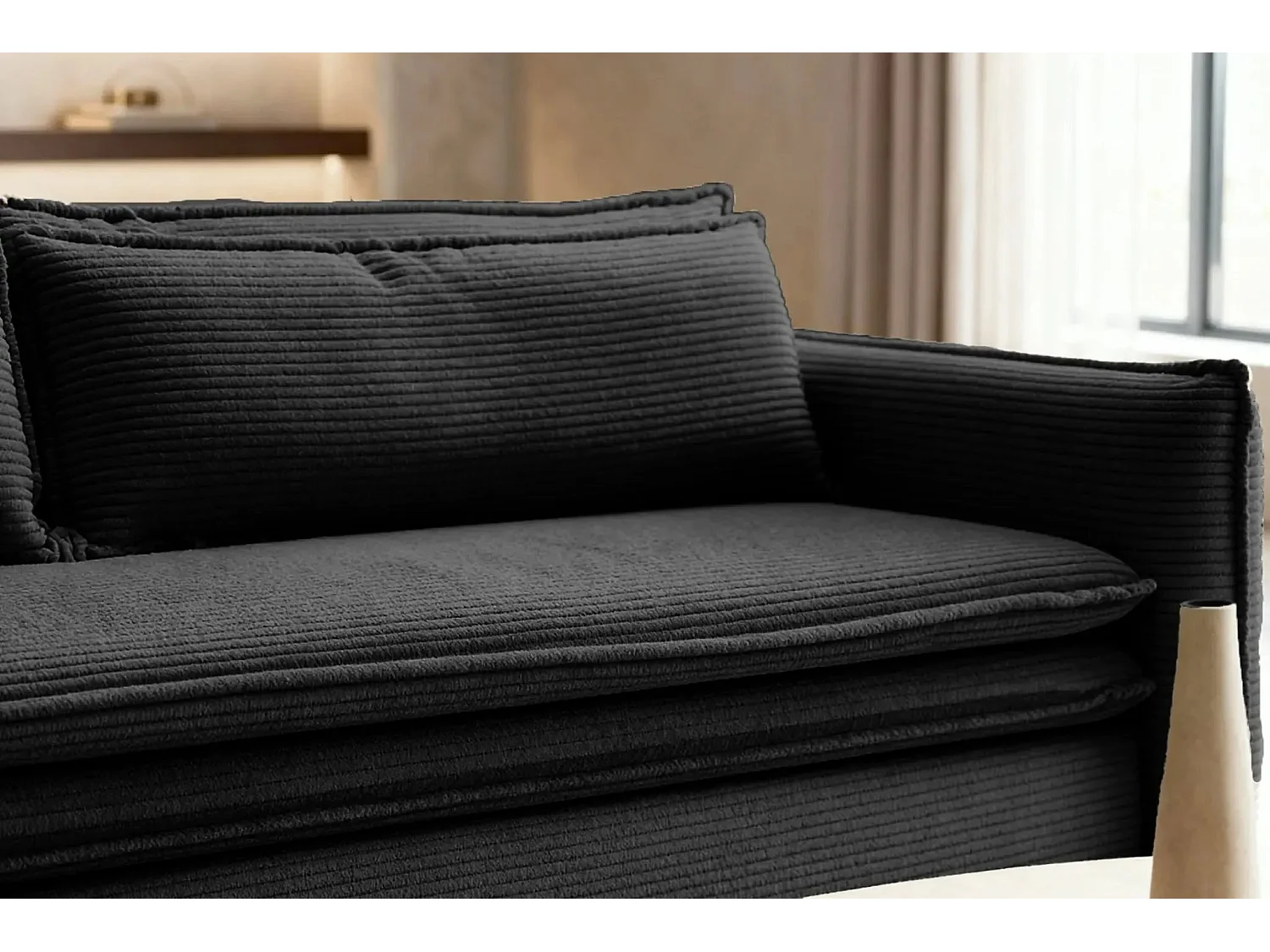 OSCAR - Canapé droit convertible 3 places 3 places - Noir