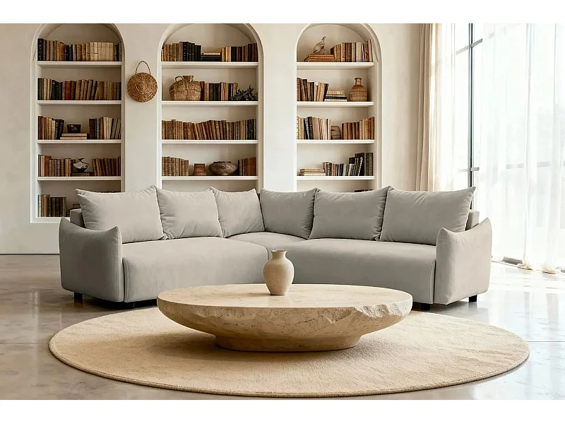 OCEANE - Canapé panoramique 5 places - Taupe