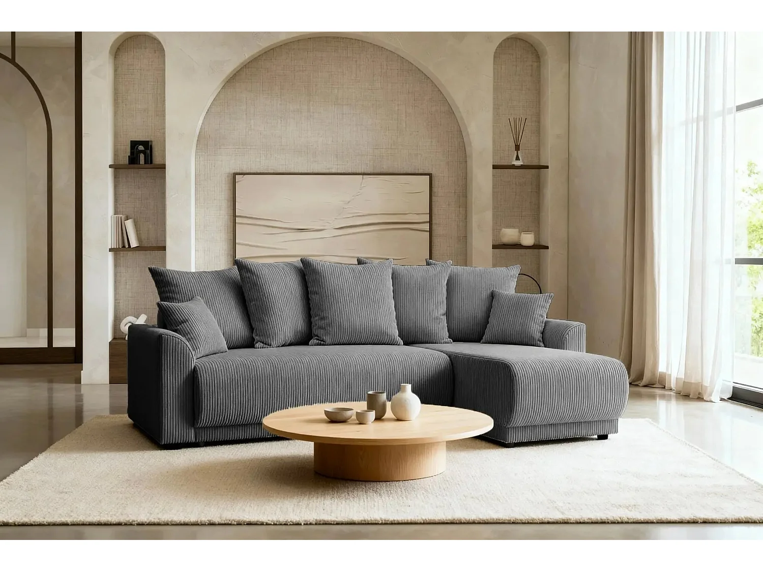 RIO - Canapé d'angle 3 places - Gris Foncé