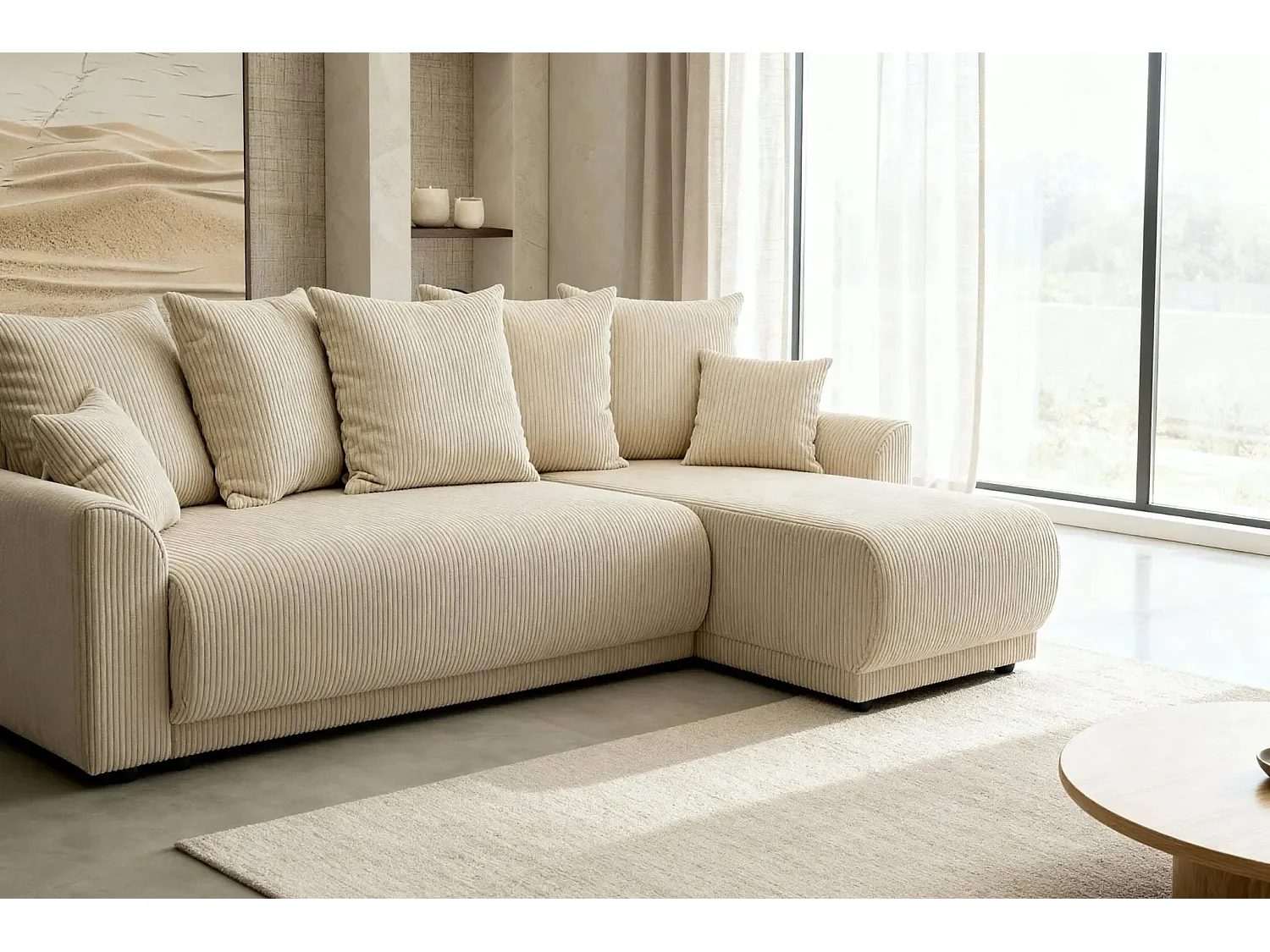 RIO - Canapé d'angle 3 places - Beige