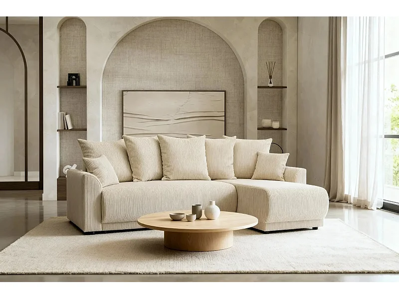 RIO - Canapé d'angle 3 places - Beige