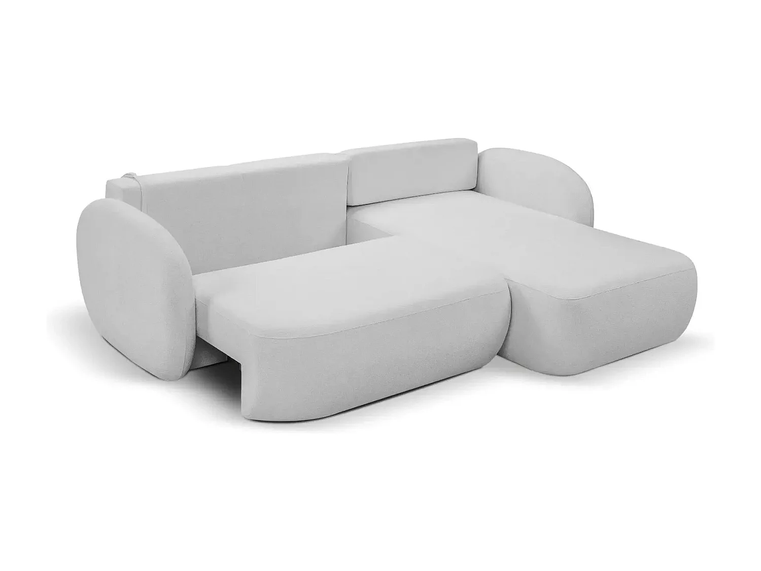 SANTIAGO - Canapé d'angle tissu bouclette - Gris Clair - Droit