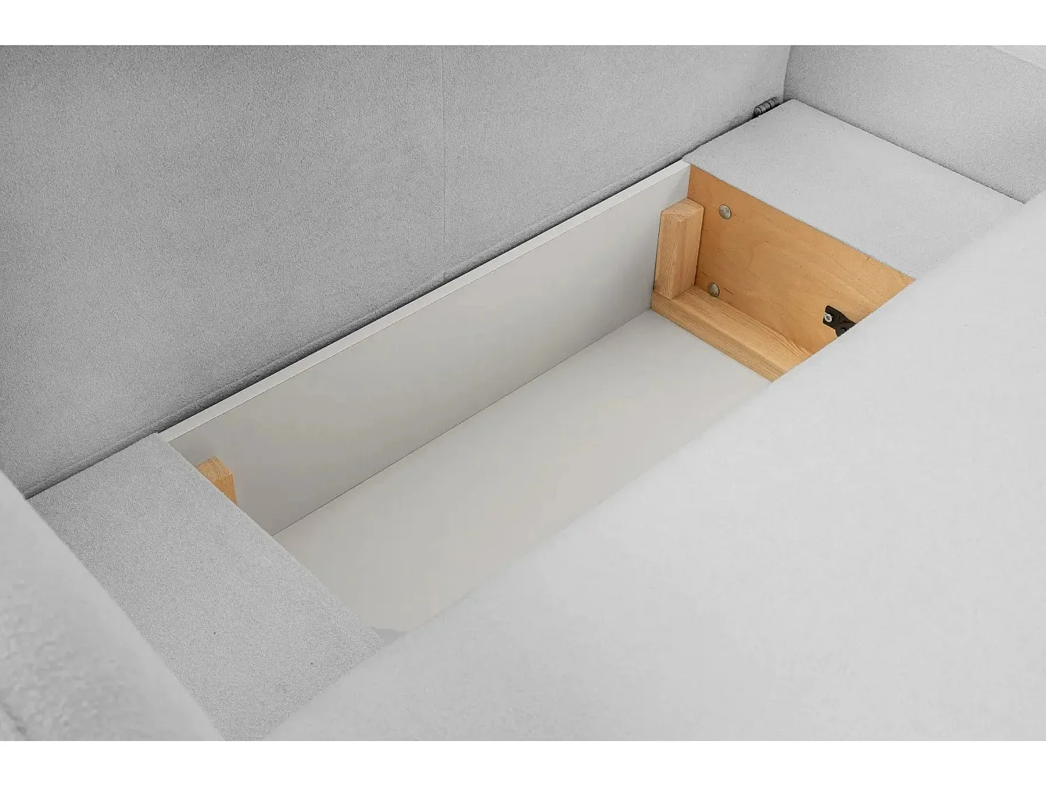 SANTIAGO - Canapé d'angle tissu bouclette - Gris Clair - Droit