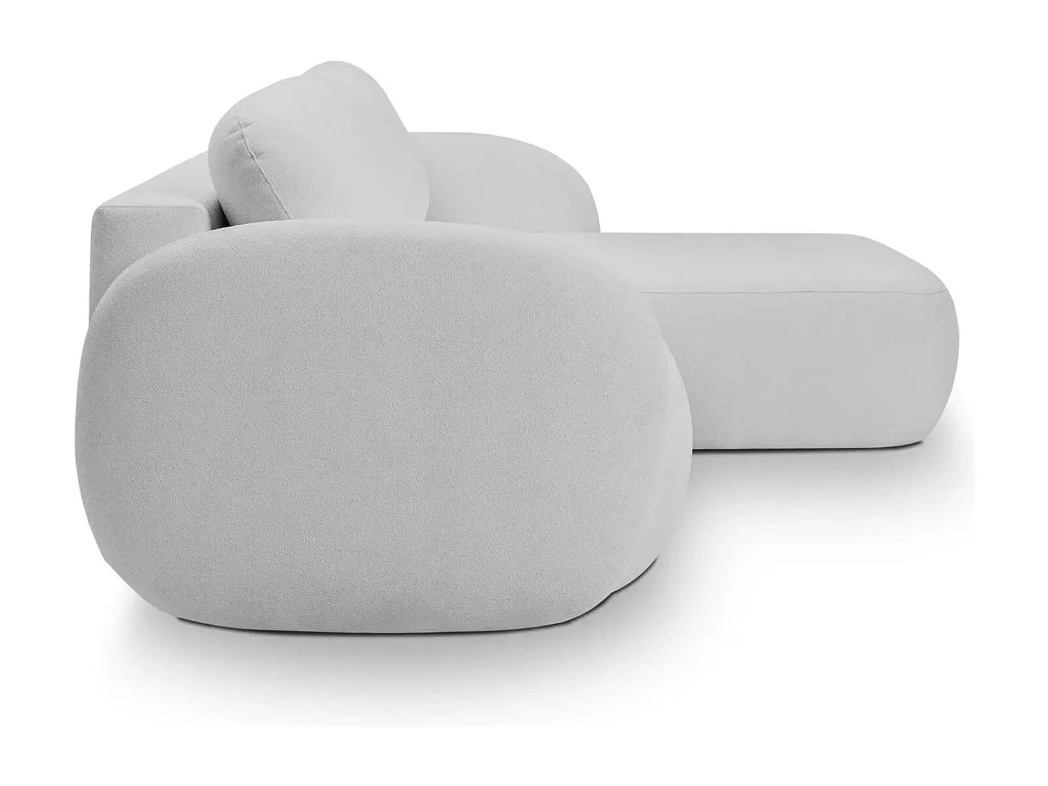 SANTIAGO - Canapé d'angle tissu bouclette - Gris Clair - Droit