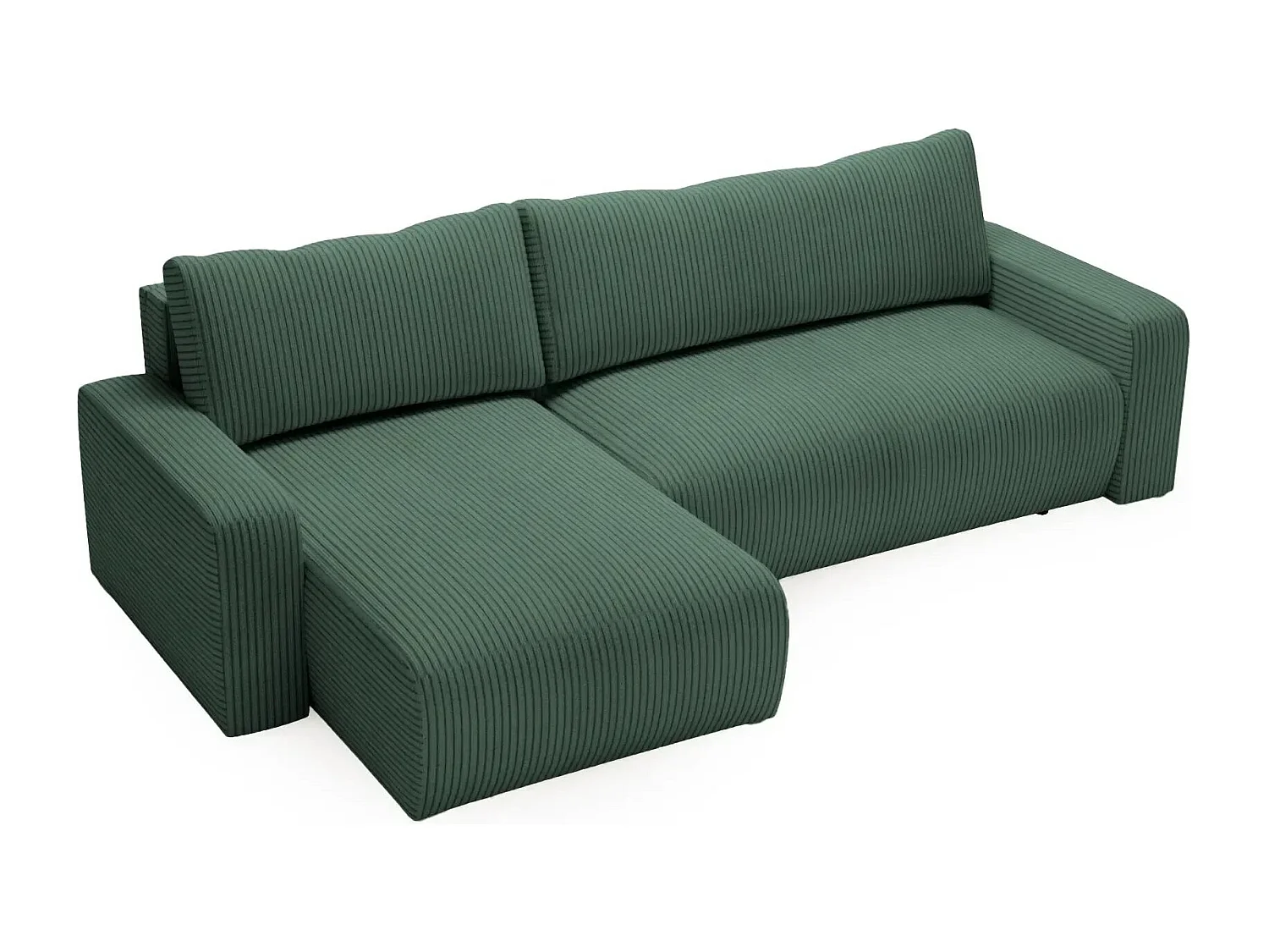LUCIE - Canapé d'angle velours cotelé - Vert Sapin