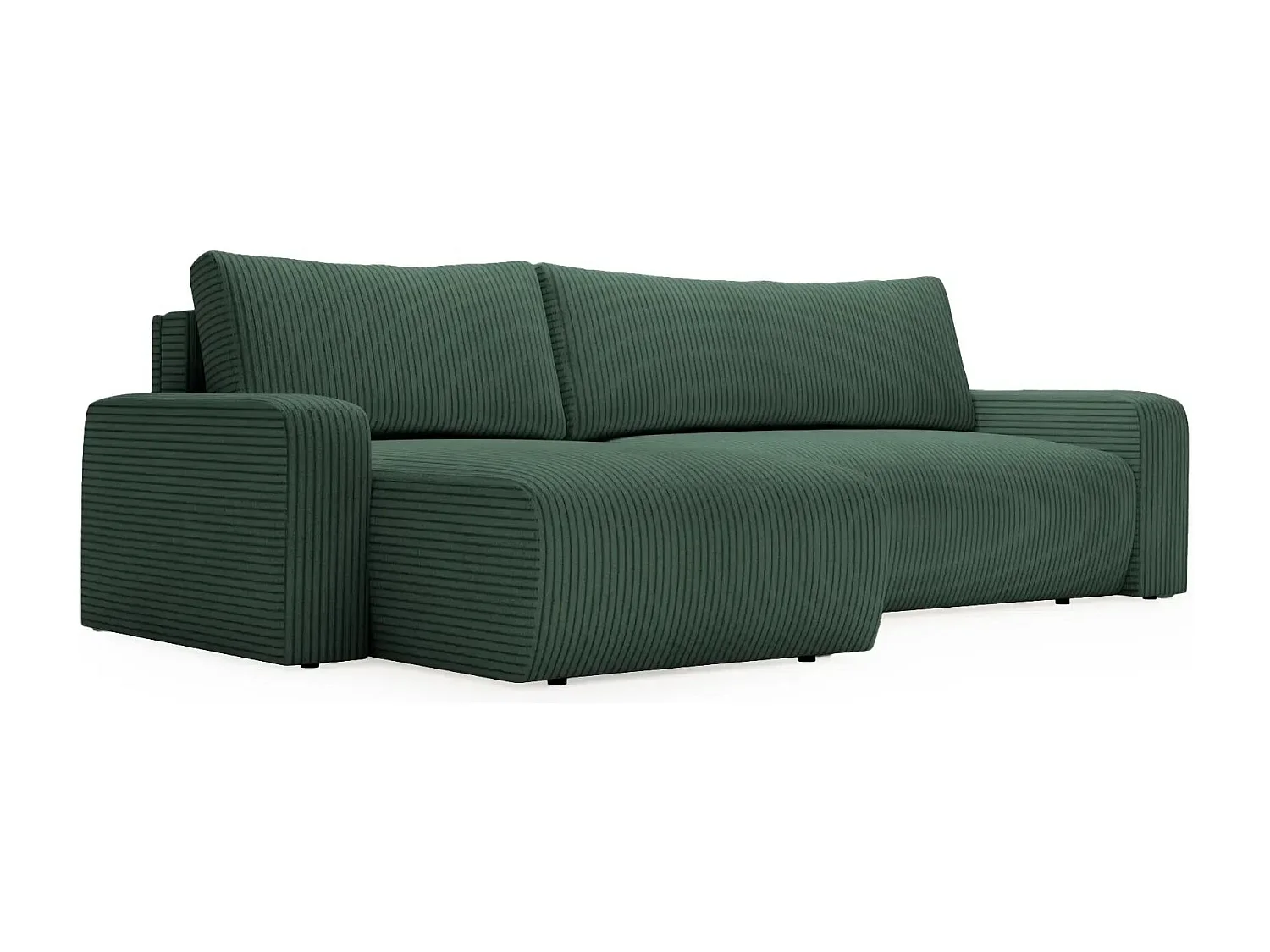 LUCIE - Canapé d'angle velours cotelé 4 places - Vert Sapin