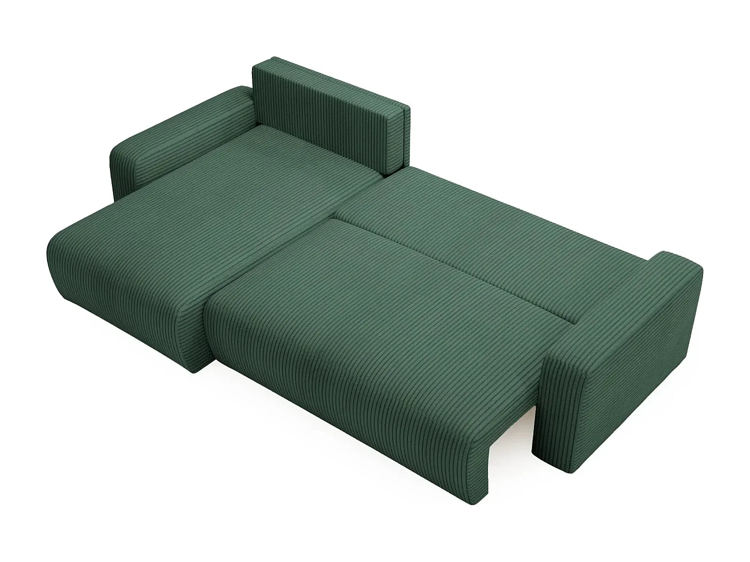 LUCIE - Canapé d'angle velours cotelé 4 places - Vert Sapin