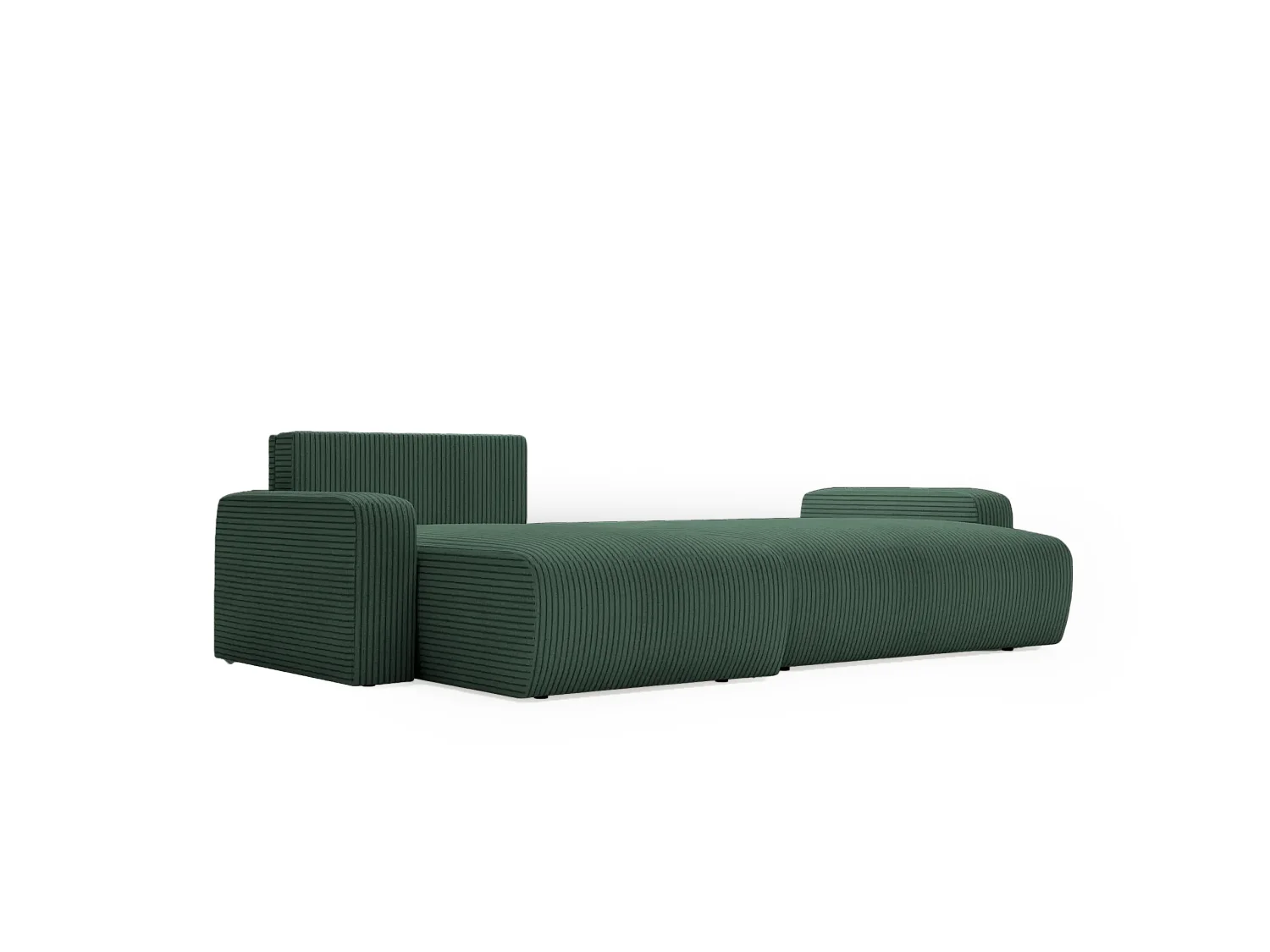 LUCIE - Canapé d'angle velours cotelé 4 places - Vert Sapin