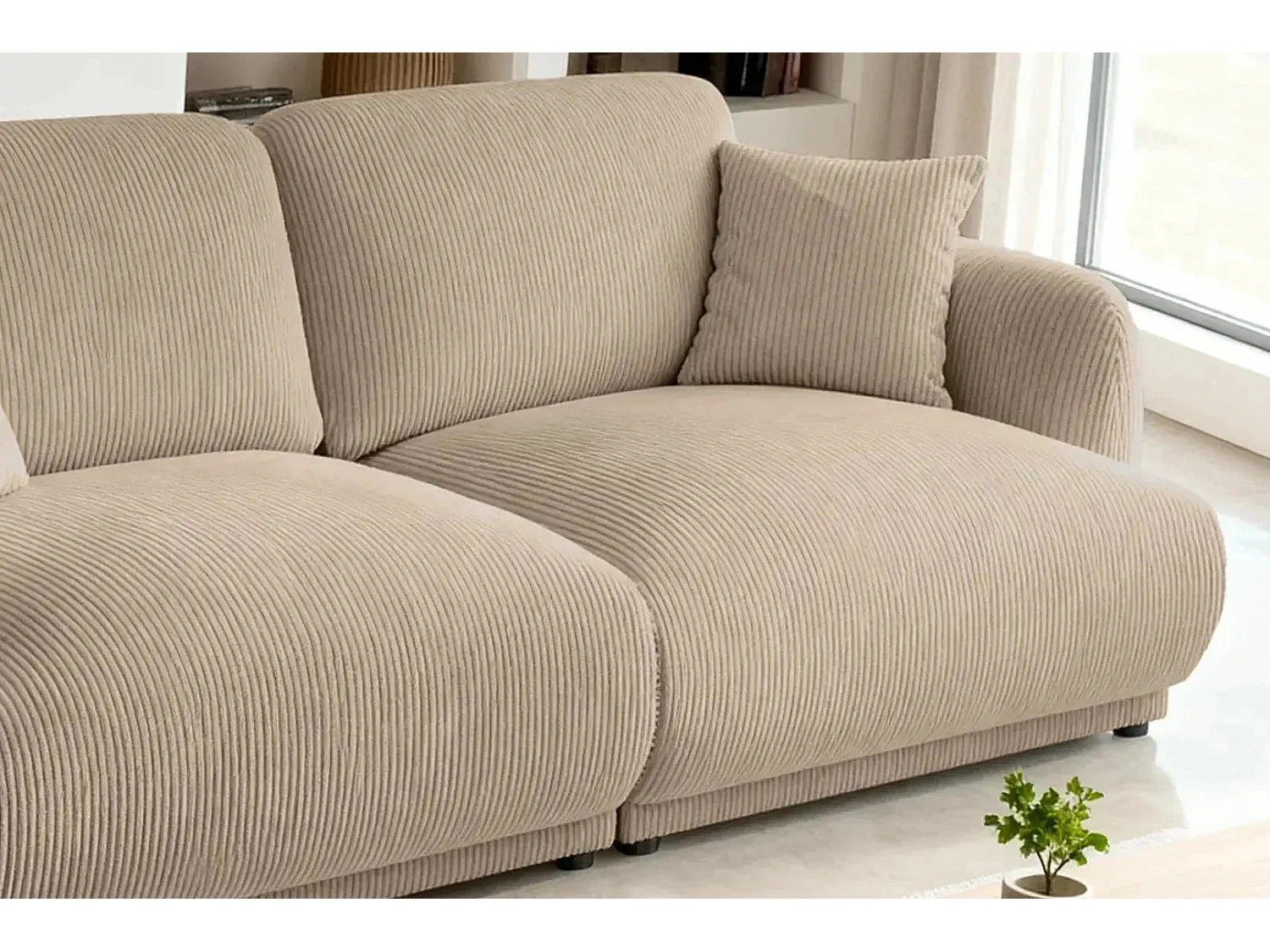 ROSALIE - Canapé droit 2 places velours cotelé - Café