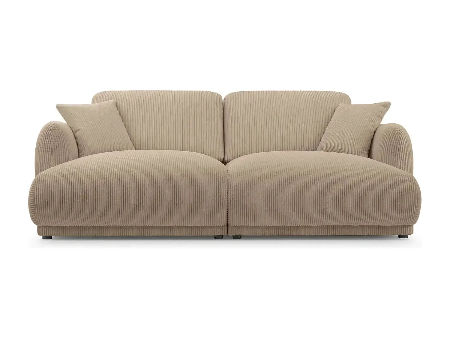 ROSALIE - Canapé droit 2 places velours cotelé - Café