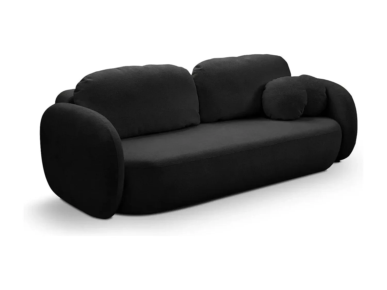 SANTIAGO - Canapé droit tissu bouclette - Noir