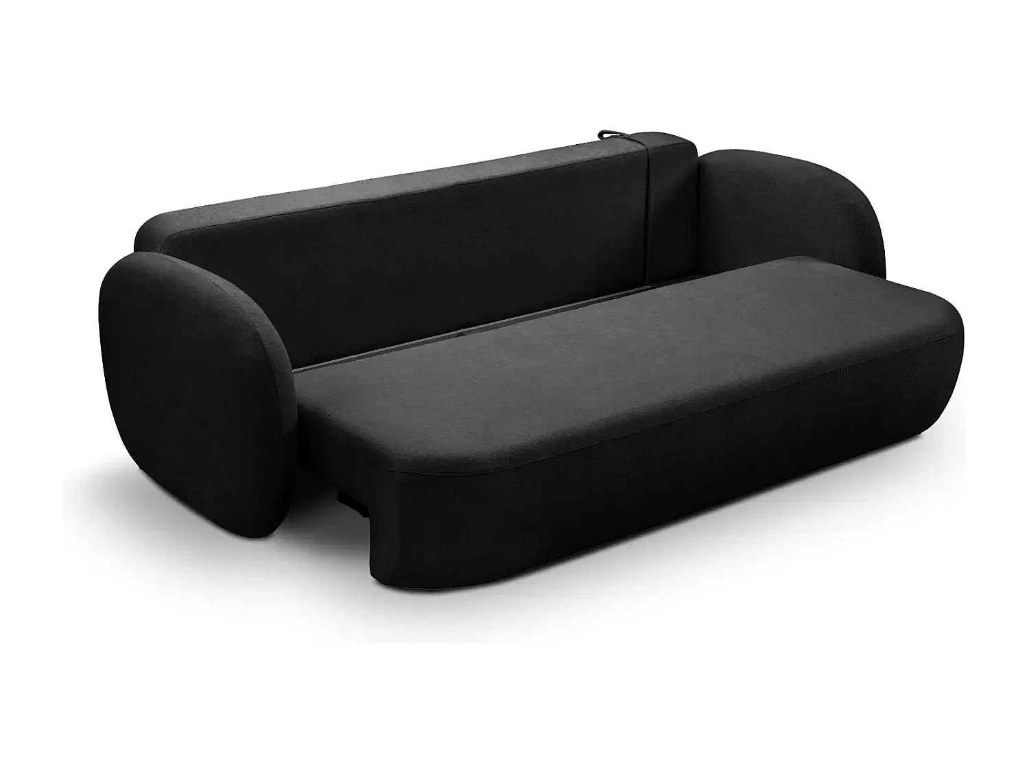 SANTIAGO - Canapé droit tissu bouclette - Noir